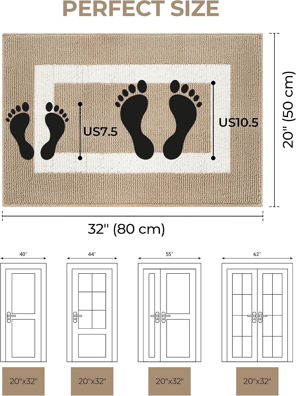 image:imageGRANNY SAYS Front Door Mat Indoor Entrance Indoor Door Rugs for Entryway LowProfile NonSlip Outdoor Rugs Washable Floor Mat Welcome Mat 32x20 GreyKhaki Rectangular