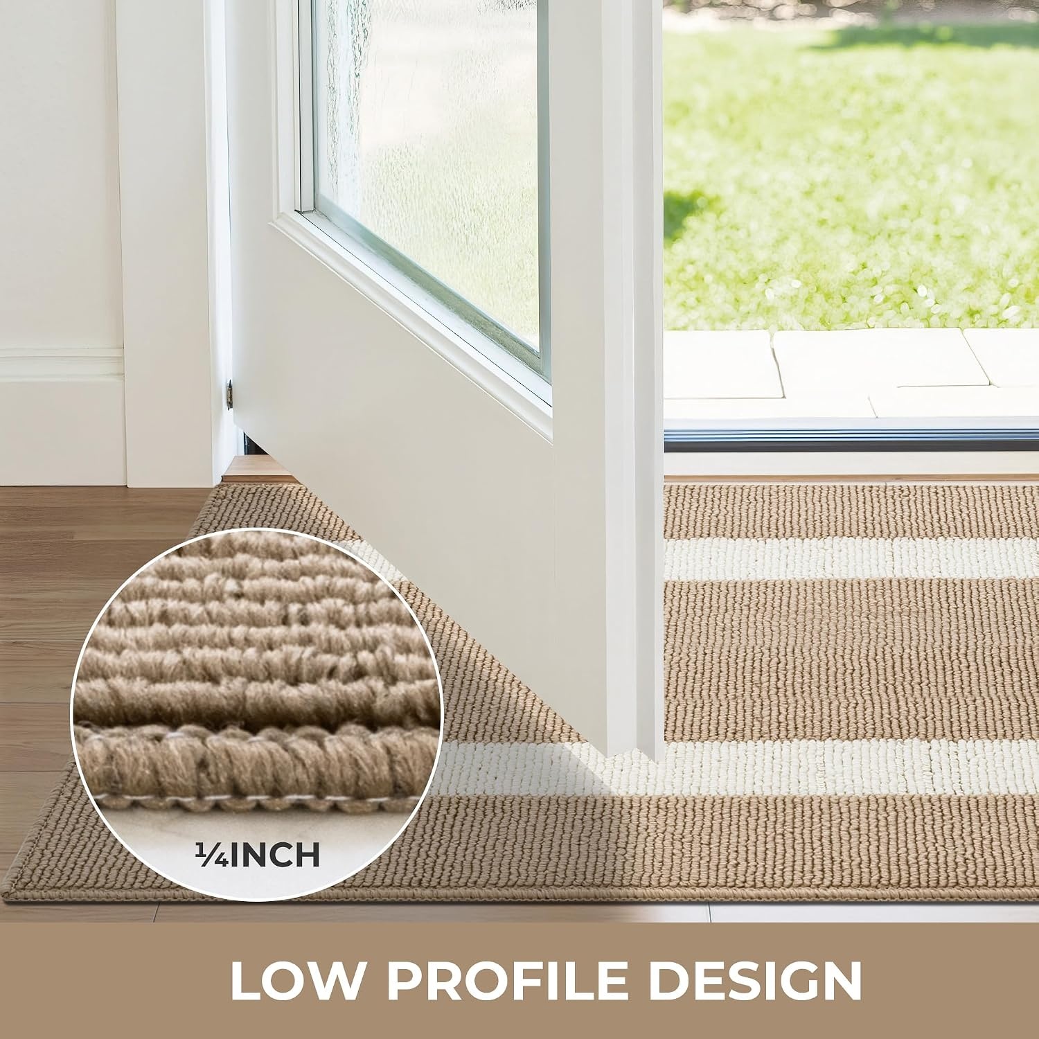 image:imageGRANNY SAYS Front Door Mat Indoor Entrance Indoor Door Rugs for Entryway LowProfile NonSlip Outdoor Rugs Washable Floor Mat Welcome Mat 32x20 GreyKhaki Rectangular