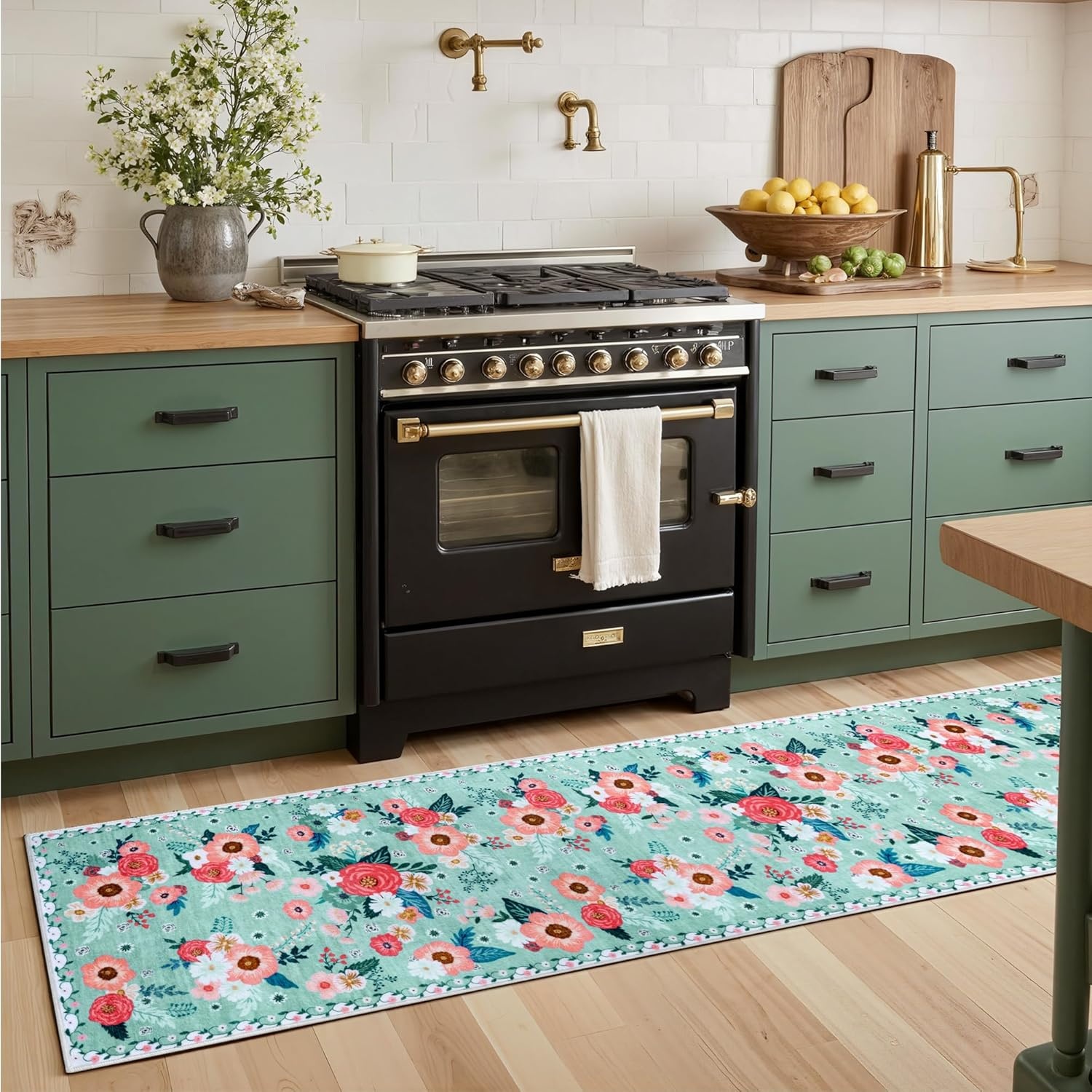 image:imageGRANNY SAYS Front Door Mat Indoor Entrance Indoor Doormat 2 x 3 Washable Mat Low Profile Stain Resistance Mats for Entryway Porch Rug Aqua FloralAqua