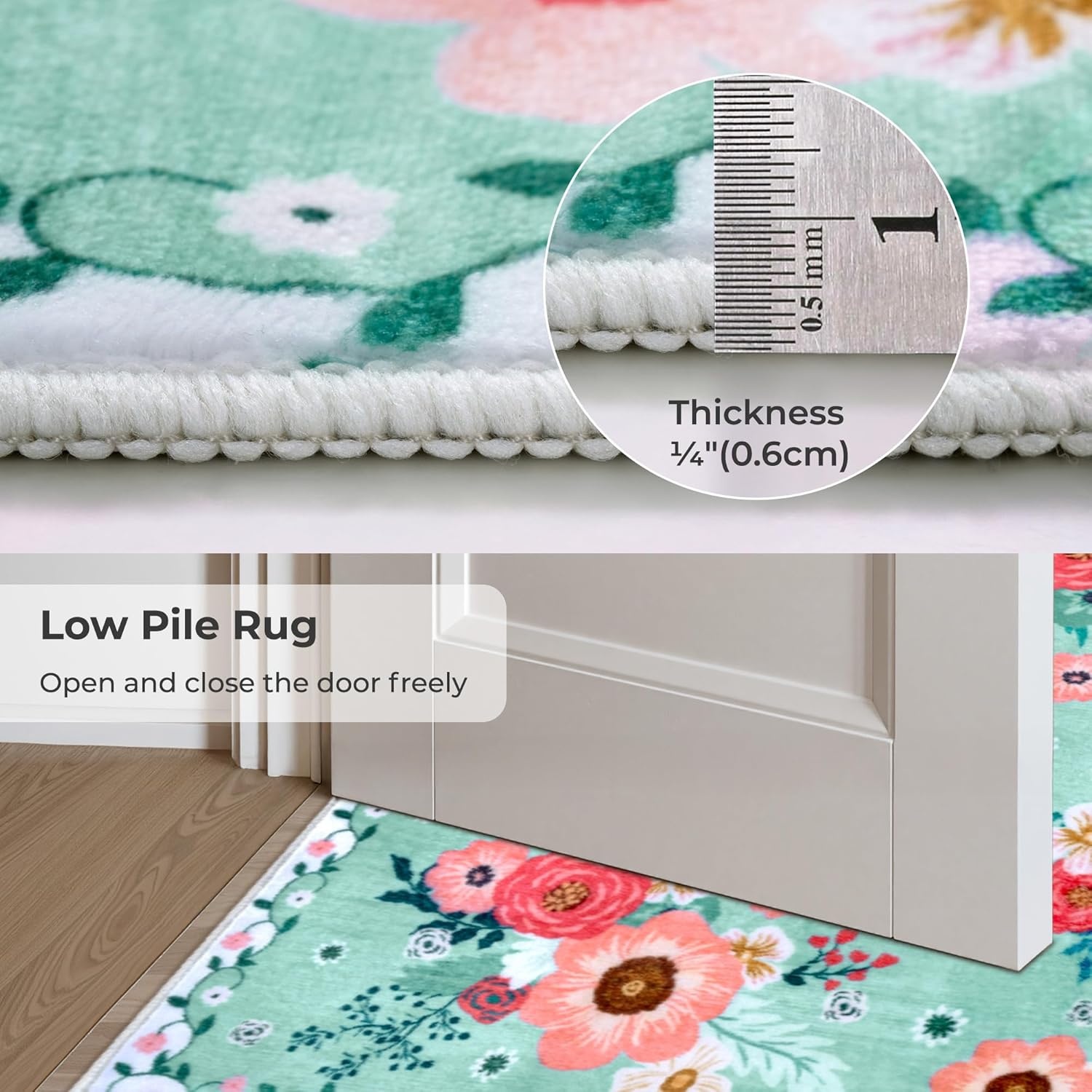 image:imageGRANNY SAYS Front Door Mat Indoor Entrance Indoor Doormat 2 x 3 Washable Mat Low Profile Stain Resistance Mats for Entryway Porch Rug Aqua FloralAqua