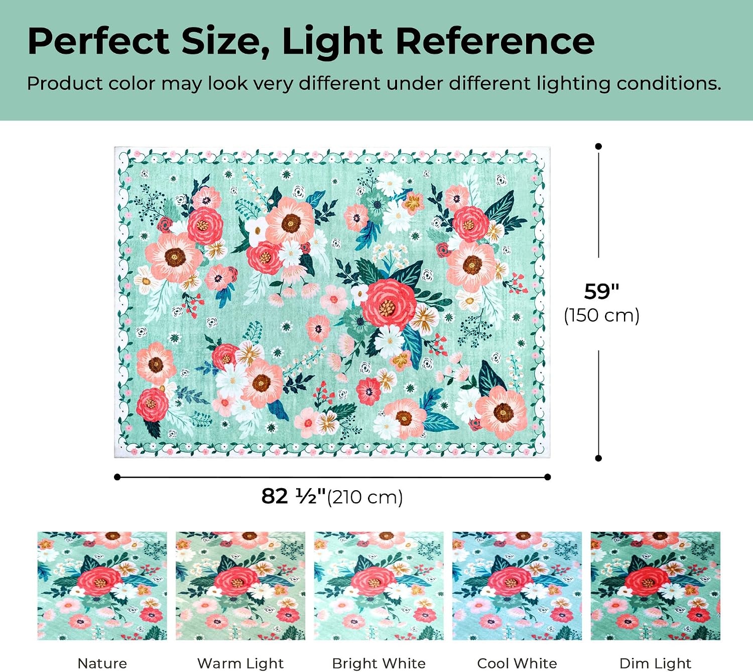 image:imageGRANNY SAYS Front Door Mat Indoor Entrance Indoor Doormat 2 x 3 Washable Mat Low Profile Stain Resistance Mats for Entryway Porch Rug Aqua FloralAqua