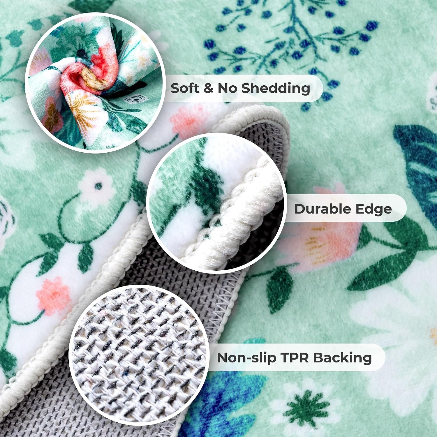 image:imageGRANNY SAYS Front Door Mat Indoor Entrance Indoor Doormat 2 x 3 Washable Mat Low Profile Stain Resistance Mats for Entryway Porch Rug Aqua FloralAqua