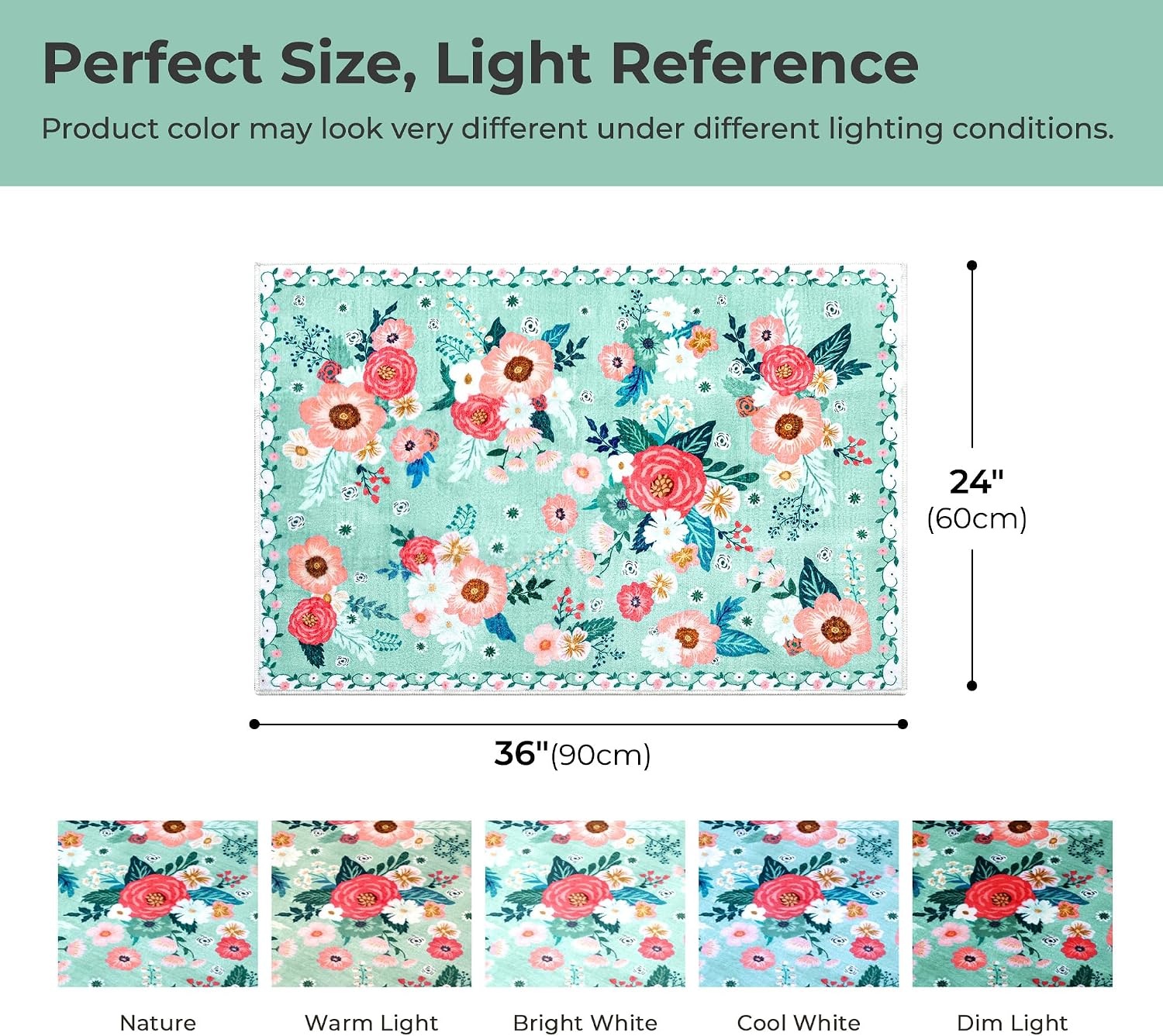 image:imageGRANNY SAYS Front Door Mat Indoor Entrance Indoor Doormat 2 x 3 Washable Mat Low Profile Stain Resistance Mats for Entryway Porch Rug Aqua FloralAqua