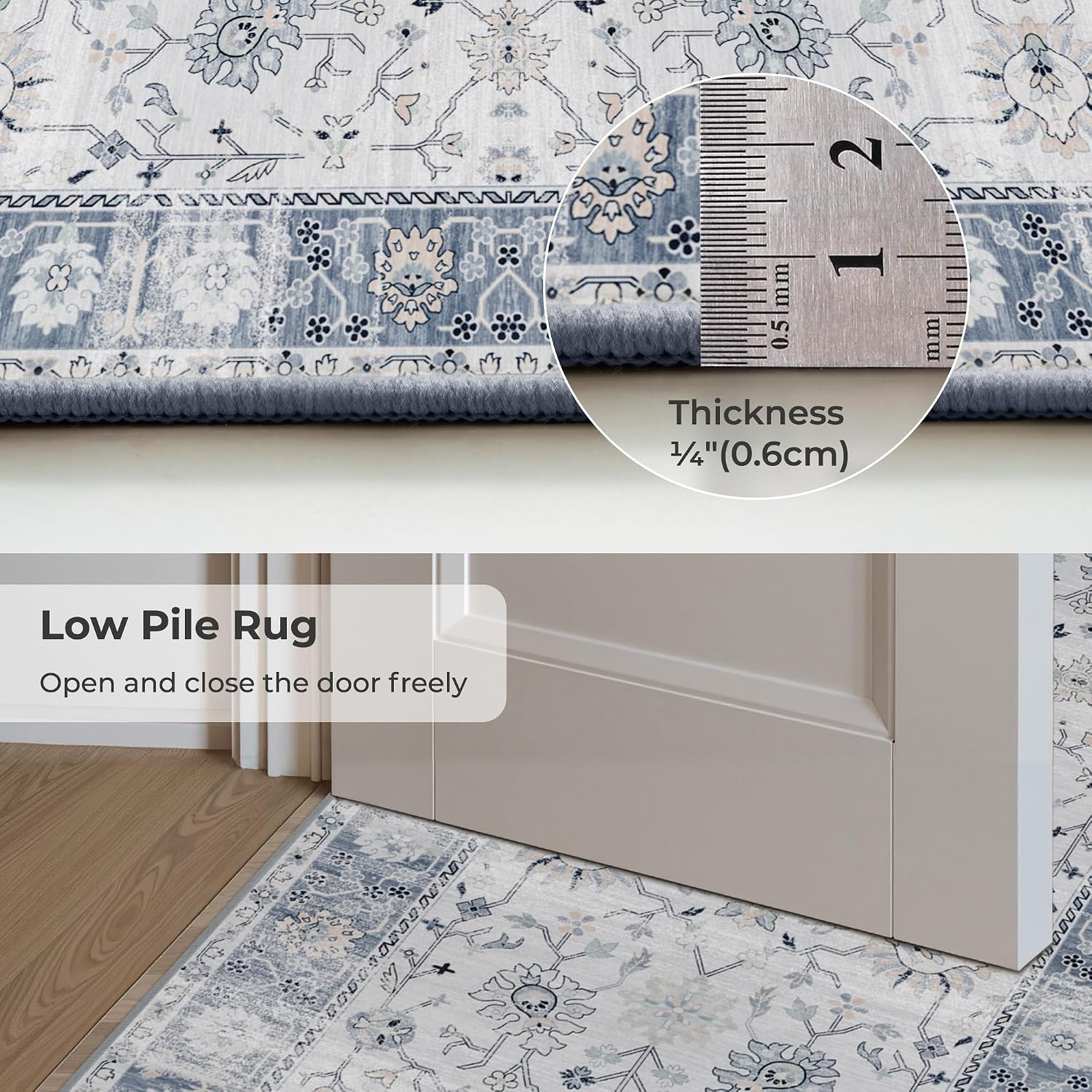 image:imageGRANNY SAYS Front Door Mat Indoor Entrance Indoor Doormat 2 x 3 Washable Mat Low Profile Stain Resistance Mats for Entryway Porch Rug Aqua FloralBlue