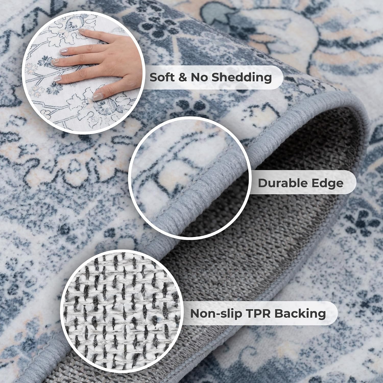 image:imageGRANNY SAYS Front Door Mat Indoor Entrance Indoor Doormat 2 x 3 Washable Mat Low Profile Stain Resistance Mats for Entryway Porch Rug Aqua FloralBlue