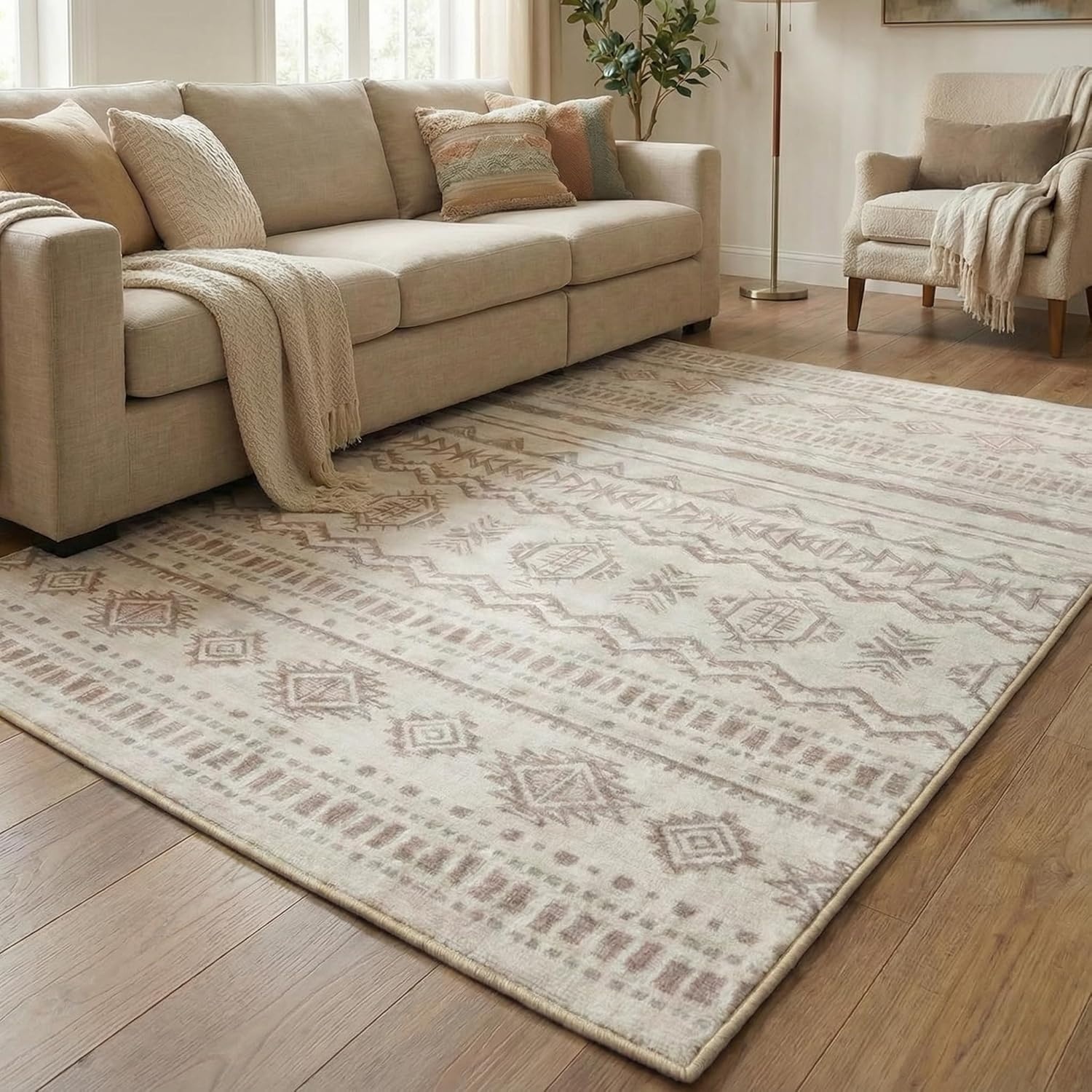 image:imageGRANNY SAYS Front Door Mat Indoor Entrance Indoor Doormat 2 x 3 Washable Mat Low Profile Stain Resistance Mats for Entryway Porch Rug Aqua FloralBohokhaki