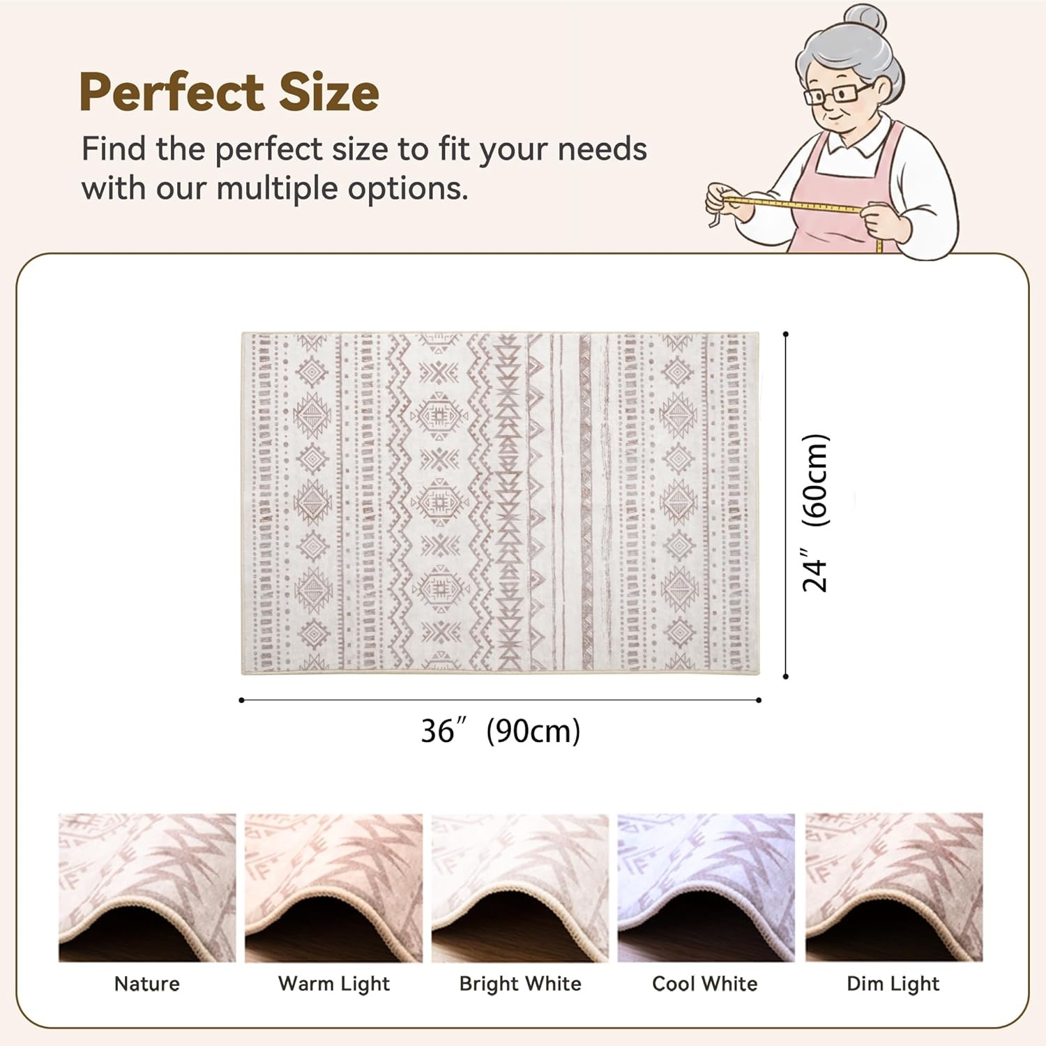 image:imageGRANNY SAYS Front Door Mat Indoor Entrance Indoor Doormat 2 x 3 Washable Mat Low Profile Stain Resistance Mats for Entryway Porch Rug Aqua FloralBohokhaki