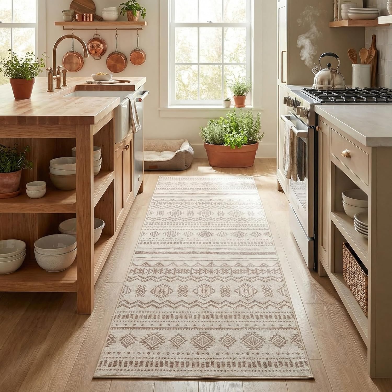 image:imageGRANNY SAYS Front Door Mat Indoor Entrance Indoor Doormat 2 x 3 Washable Mat Low Profile Stain Resistance Mats for Entryway Porch Rug Aqua FloralBohokhaki