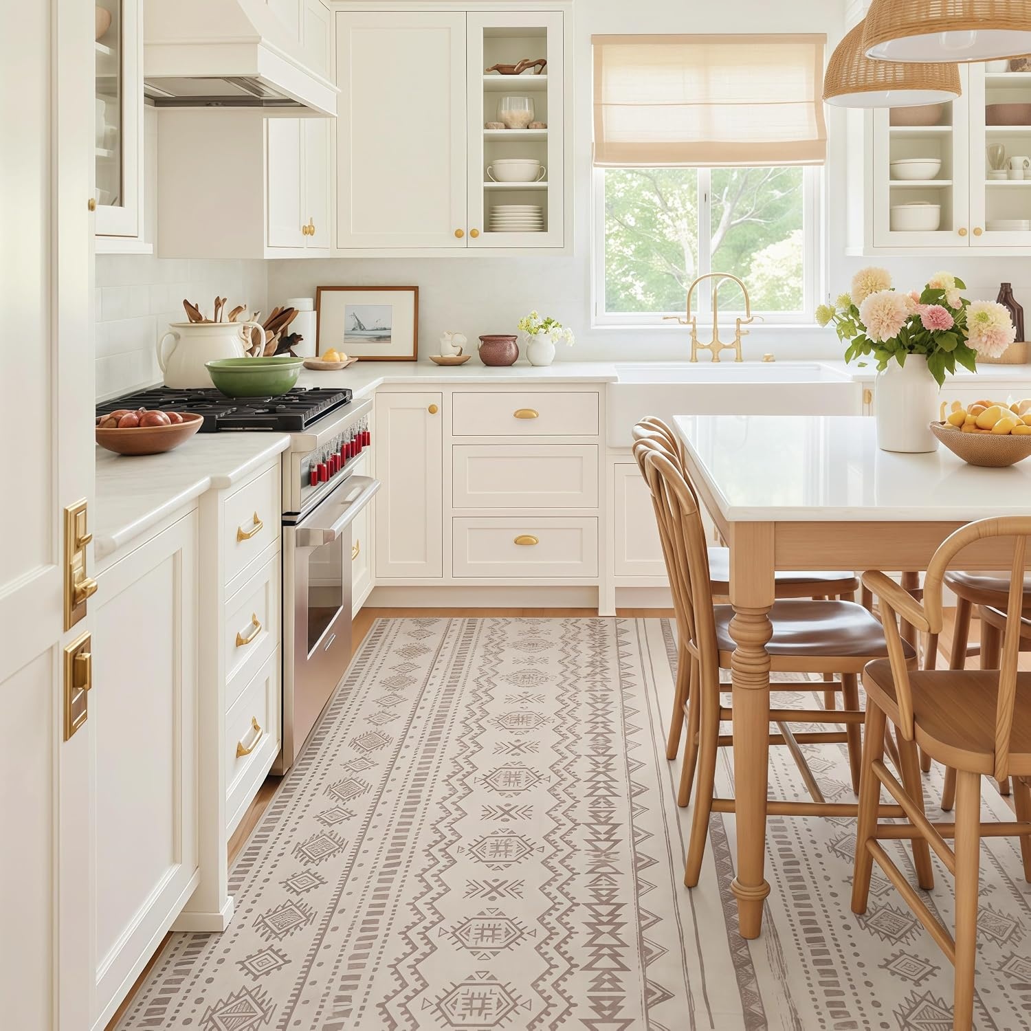 image:imageGRANNY SAYS Front Door Mat Indoor Entrance Indoor Doormat 2 x 3 Washable Mat Low Profile Stain Resistance Mats for Entryway Porch Rug Aqua FloralBohokhaki