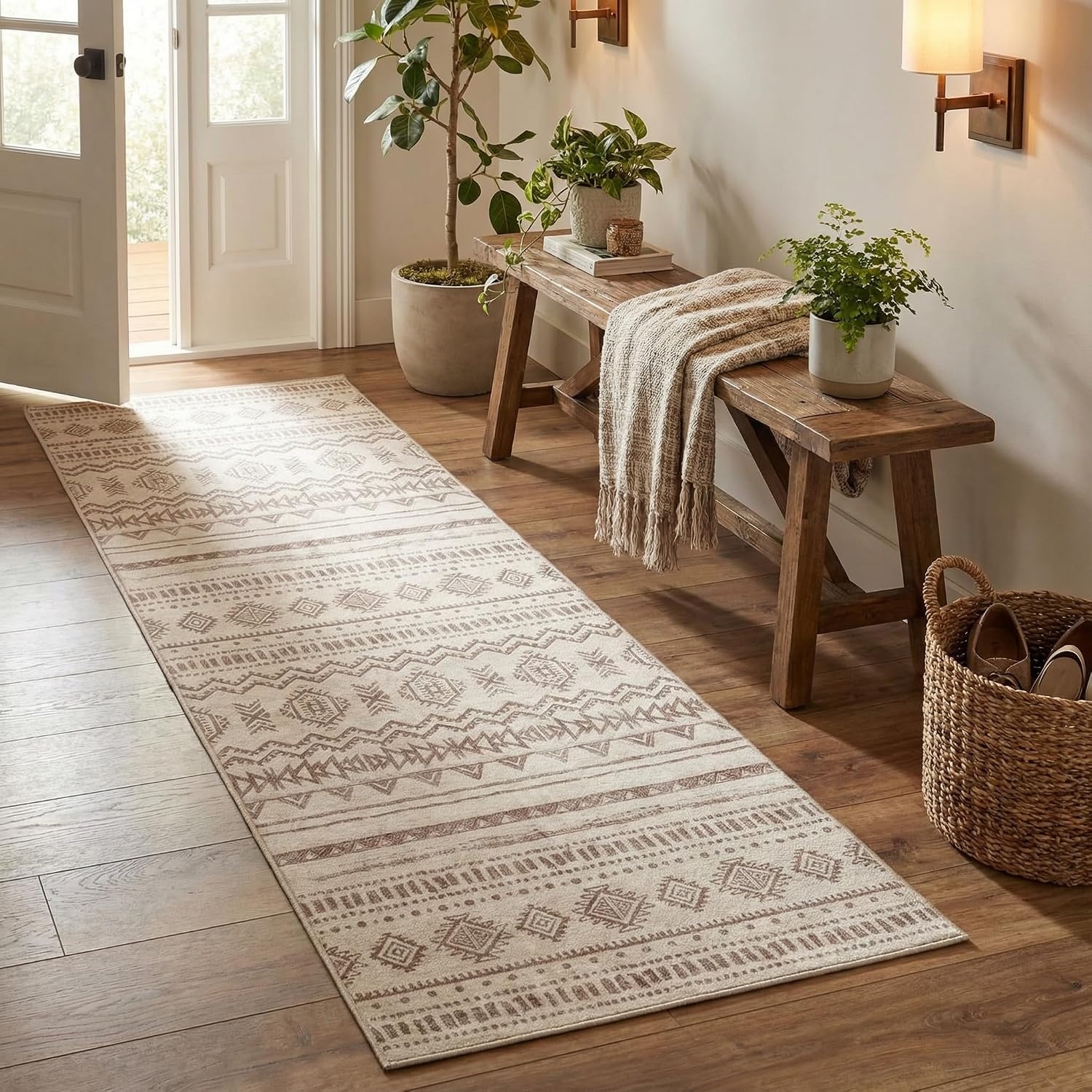 image:imageGRANNY SAYS Front Door Mat Indoor Entrance Indoor Doormat 2 x 3 Washable Mat Low Profile Stain Resistance Mats for Entryway Porch Rug Aqua FloralBohokhaki