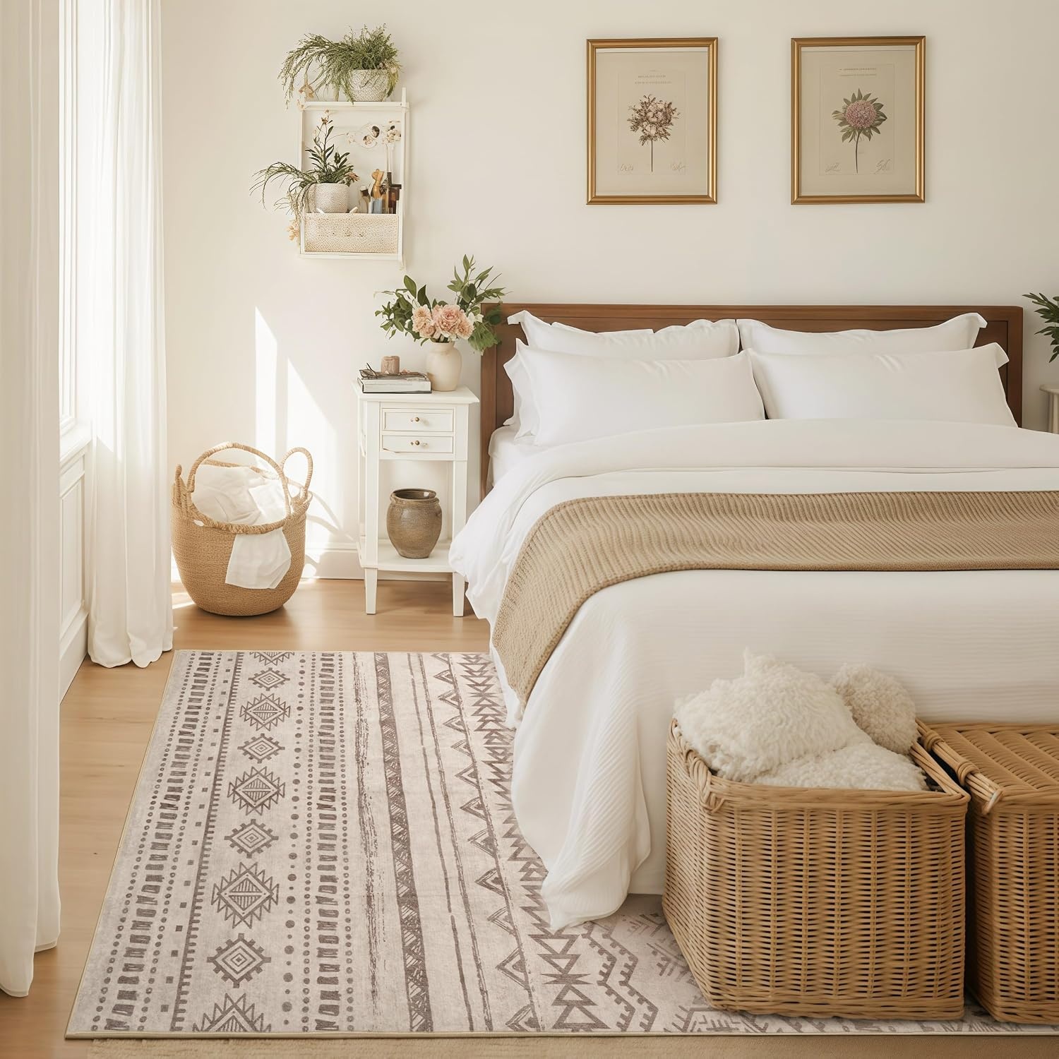 image:imageGRANNY SAYS Front Door Mat Indoor Entrance Indoor Doormat 2 x 3 Washable Mat Low Profile Stain Resistance Mats for Entryway Porch Rug Aqua FloralBohokhaki