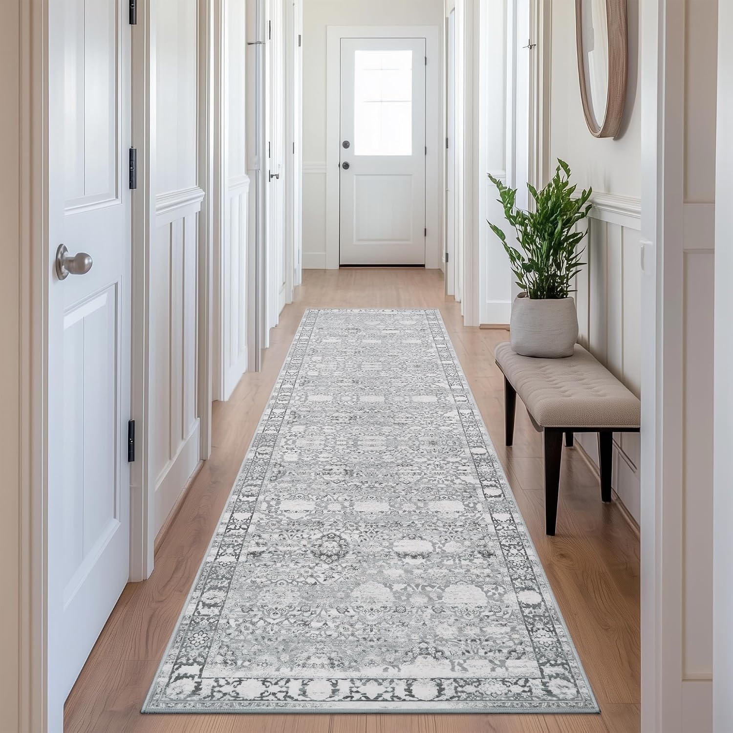 image:imageGRANNY SAYS Front Door Mat Indoor Entrance Indoor Doormat 2 x 3 Washable Mat Low Profile Stain Resistance Mats for Entryway Porch Rug Aqua FloralGrey