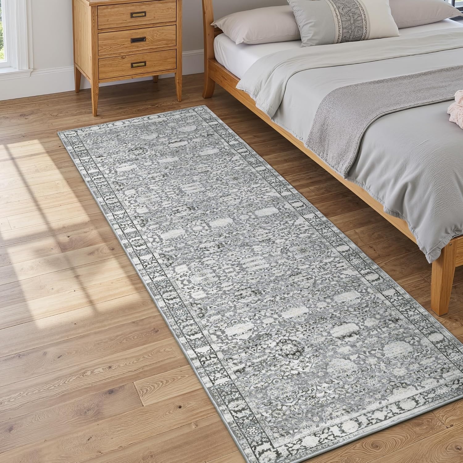 image:imageGRANNY SAYS Front Door Mat Indoor Entrance Indoor Doormat 2 x 3 Washable Mat Low Profile Stain Resistance Mats for Entryway Porch Rug Aqua FloralGrey