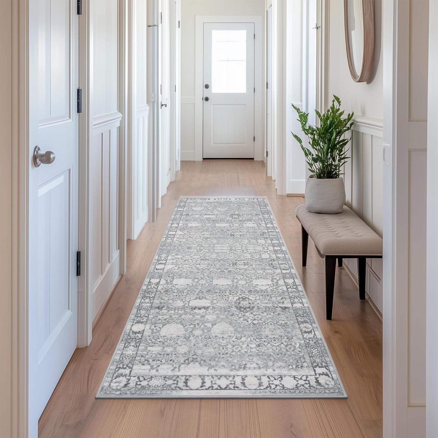 image:imageGRANNY SAYS Front Door Mat Indoor Entrance Indoor Doormat 2 x 3 Washable Mat Low Profile Stain Resistance Mats for Entryway Porch Rug Aqua FloralGrey