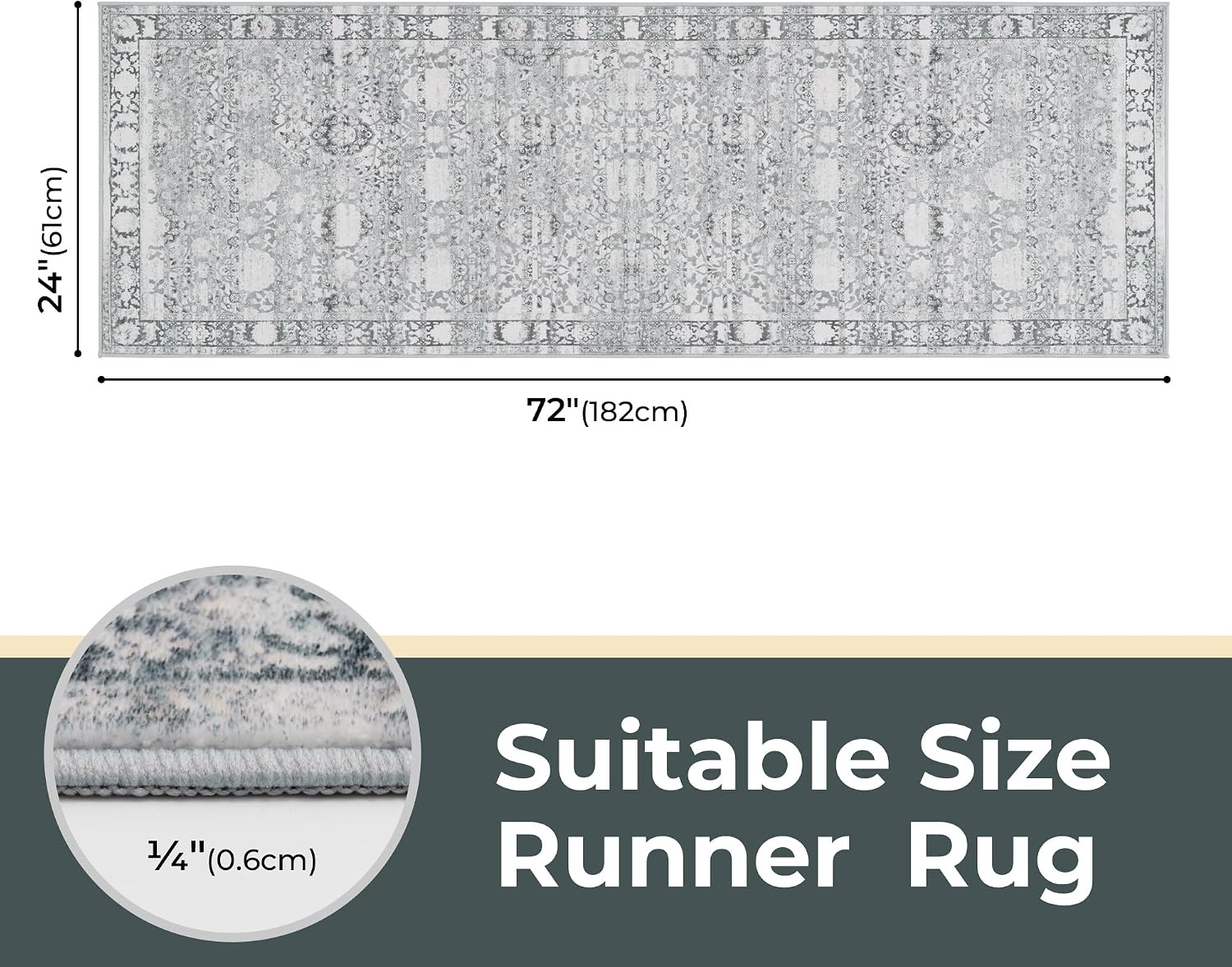 image:imageGRANNY SAYS Front Door Mat Indoor Entrance Indoor Doormat 2 x 3 Washable Mat Low Profile Stain Resistance Mats for Entryway Porch Rug Aqua FloralGrey
