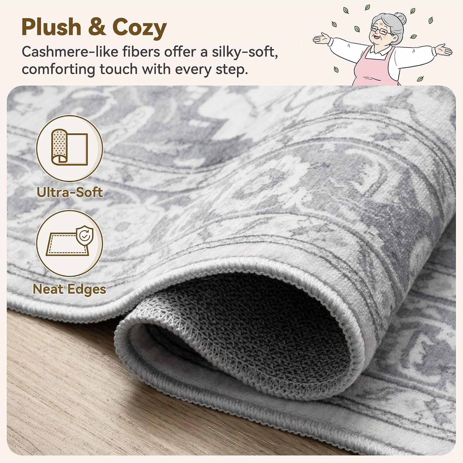 image:imageGRANNY SAYS Front Door Mat Indoor Entrance Indoor Doormat 2 x 3 Washable Mat Low Profile Stain Resistance Mats for Entryway Porch Rug Aqua FloralSilver Gray