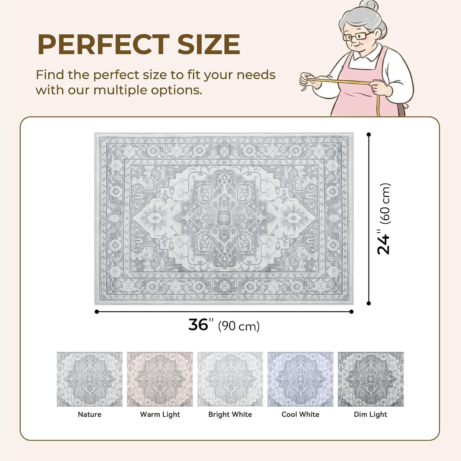 image:imageGRANNY SAYS Front Door Mat Indoor Entrance Indoor Doormat 2 x 3 Washable Mat Low Profile Stain Resistance Mats for Entryway Porch Rug Aqua FloralSilver Gray