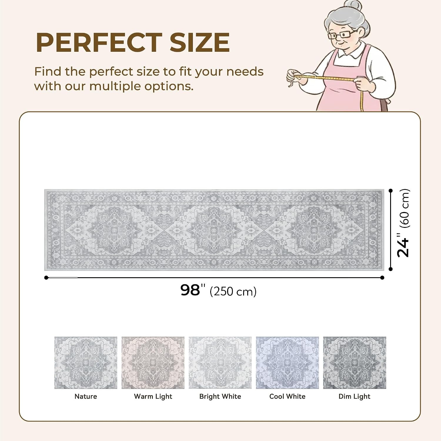 image:imageGRANNY SAYS Front Door Mat Indoor Entrance Indoor Doormat 2 x 3 Washable Mat Low Profile Stain Resistance Mats for Entryway Porch Rug Aqua FloralSilver Gray