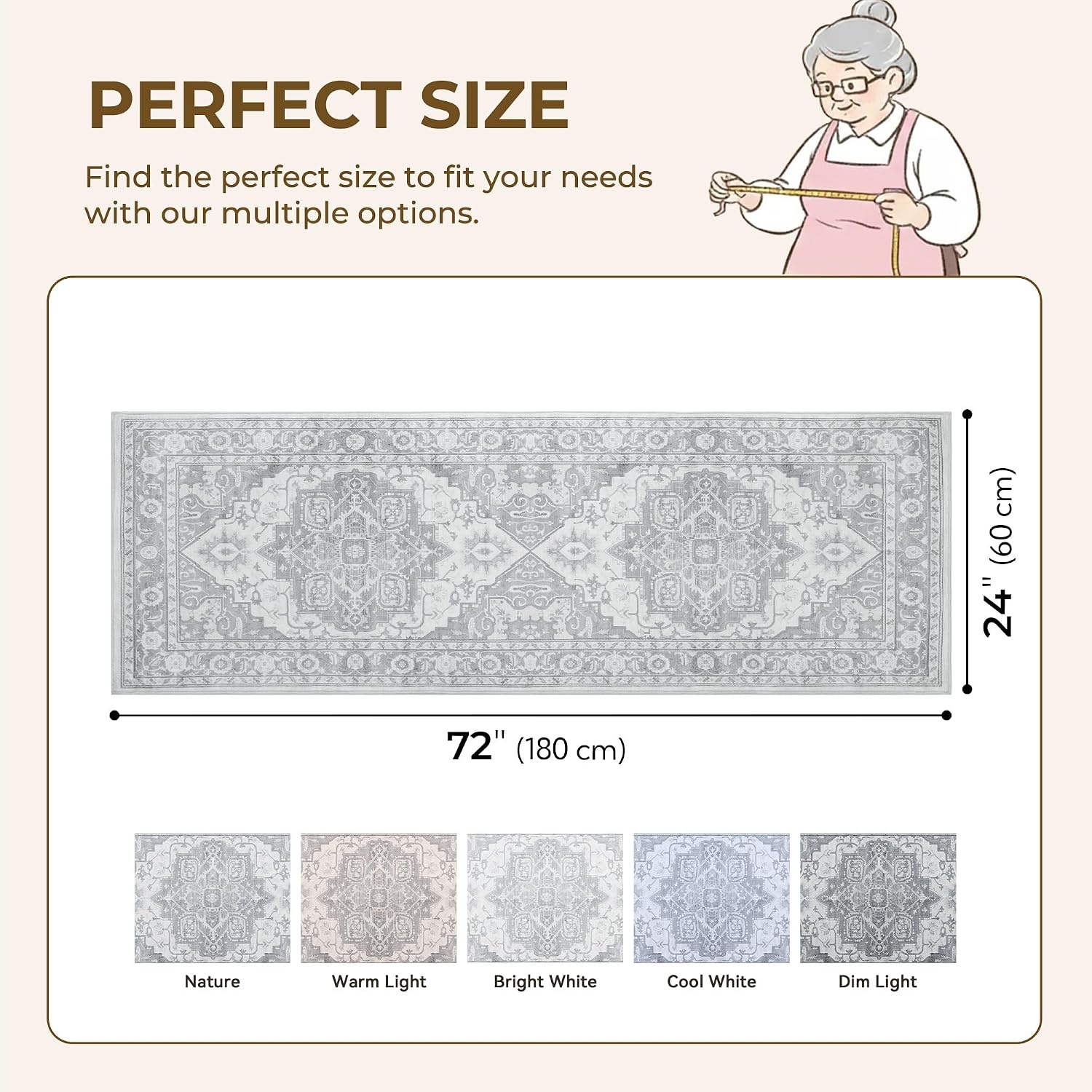 image:imageGRANNY SAYS Front Door Mat Indoor Entrance Indoor Doormat 2 x 3 Washable Mat Low Profile Stain Resistance Mats for Entryway Porch Rug Aqua FloralSilver Gray