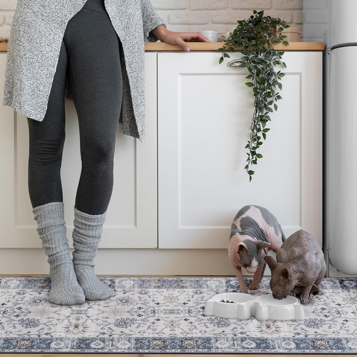 image:imageGRANNY SAYS Front Door Mat Indoor Entrance Indoor Doormat 28 x 4 Washable Mats Low Profile Stain Resistance Mat for Entryway NonSlip Long Doormat Black Boho FloralBlue