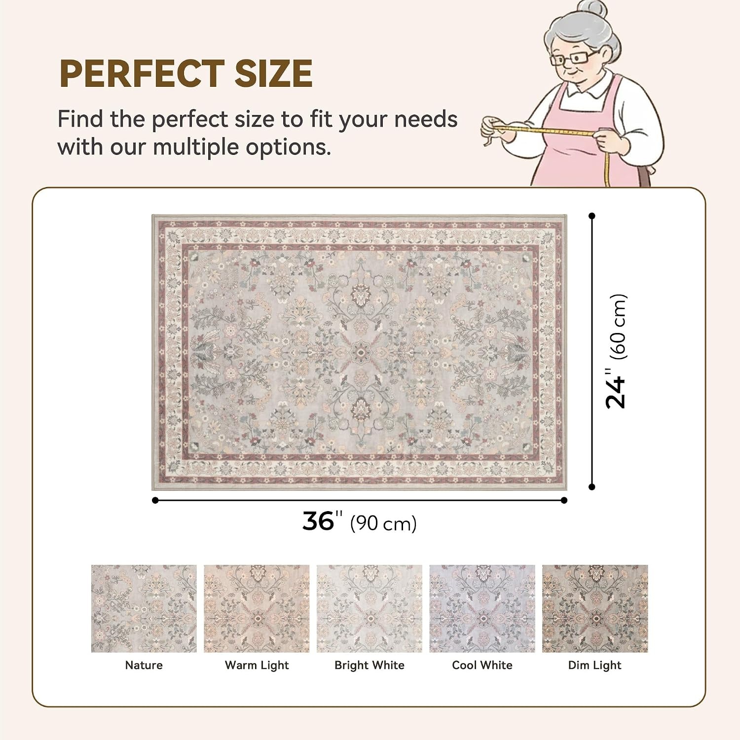 image:imageGRANNY SAYS Front Door Mat Indoor Entrance Indoor Doormat 28 x 4 Washable Mats Low Profile Stain Resistance Mat for Entryway NonSlip Long Doormat Black Boho FloralBrown Flowers