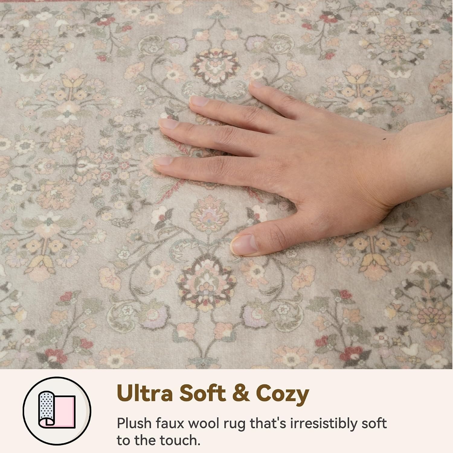 image:imageGRANNY SAYS Front Door Mat Indoor Entrance Indoor Doormat 28 x 4 Washable Mats Low Profile Stain Resistance Mat for Entryway NonSlip Long Doormat Black Boho FloralBrown Flowers