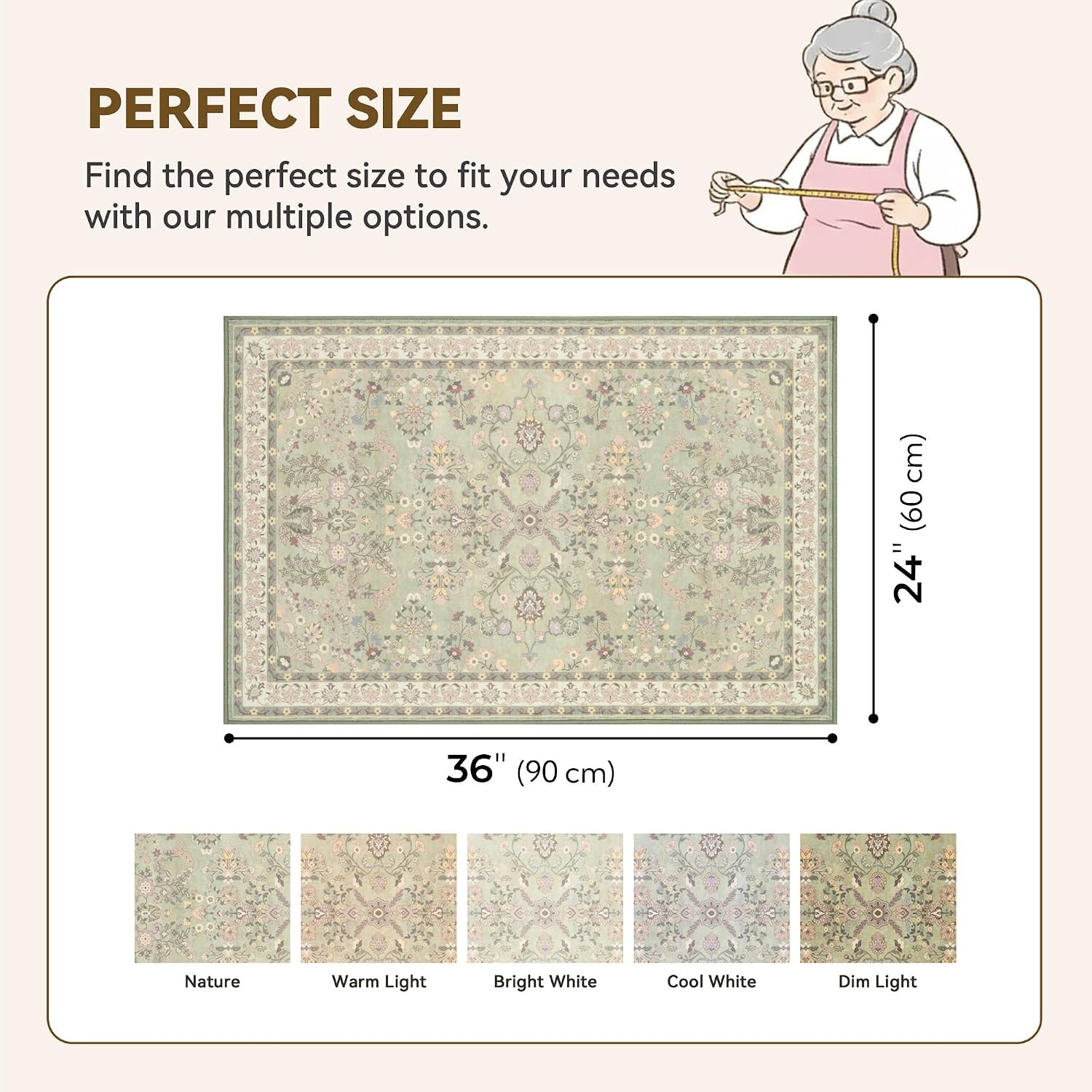 image:imageGRANNY SAYS Front Door Mat Indoor Entrance Indoor Doormat 28 x 4 Washable Mats Low Profile Stain Resistance Mat for Entryway NonSlip Long Doormat Black Boho FloralGreen