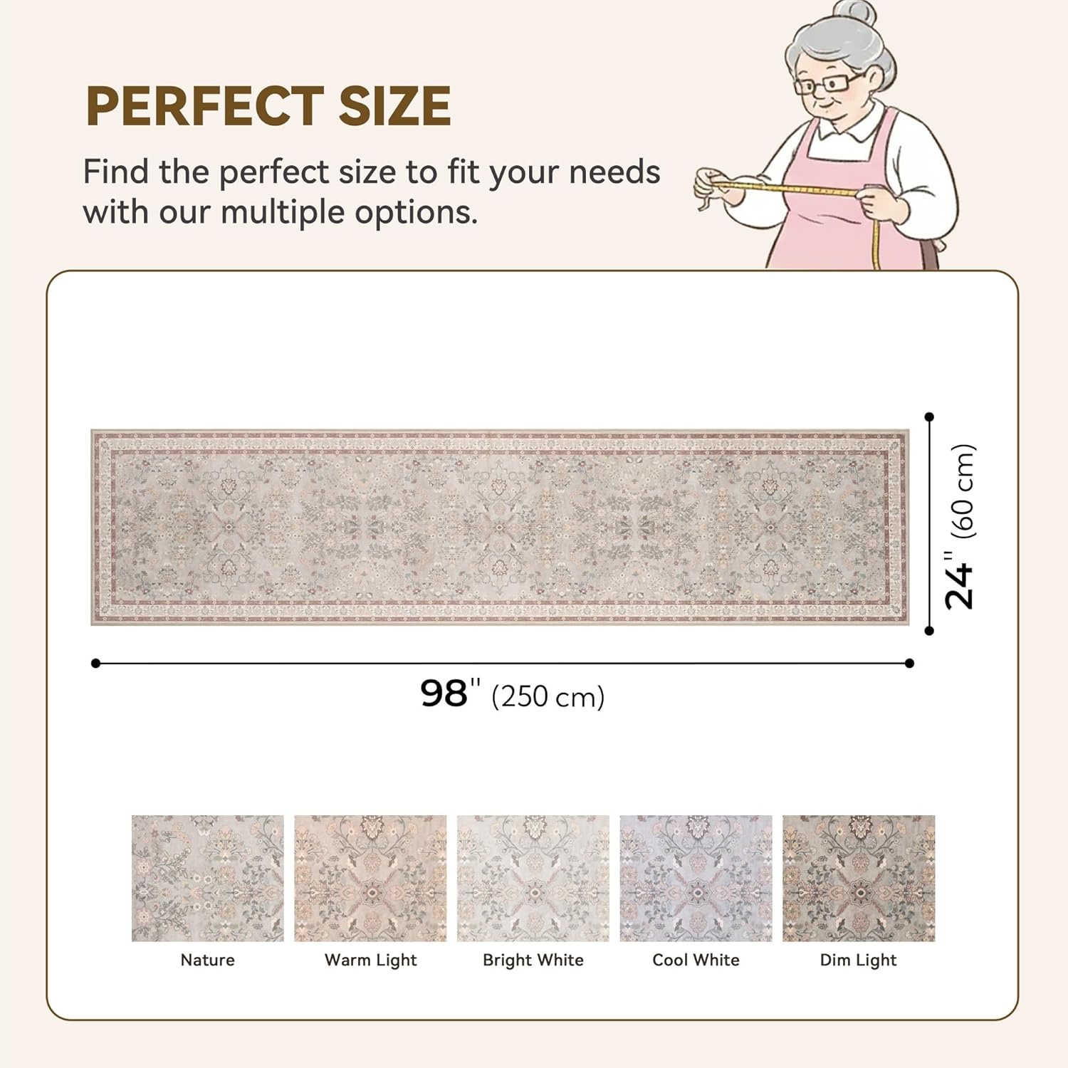 image:imageGRANNY SAYS Front Door Mat Indoor Entrance Indoor Doormat 28 x 4 Washable Mats Low Profile Stain Resistance Mat for Entryway NonSlip Long Doormat Black Boho FloralBrown Flowers