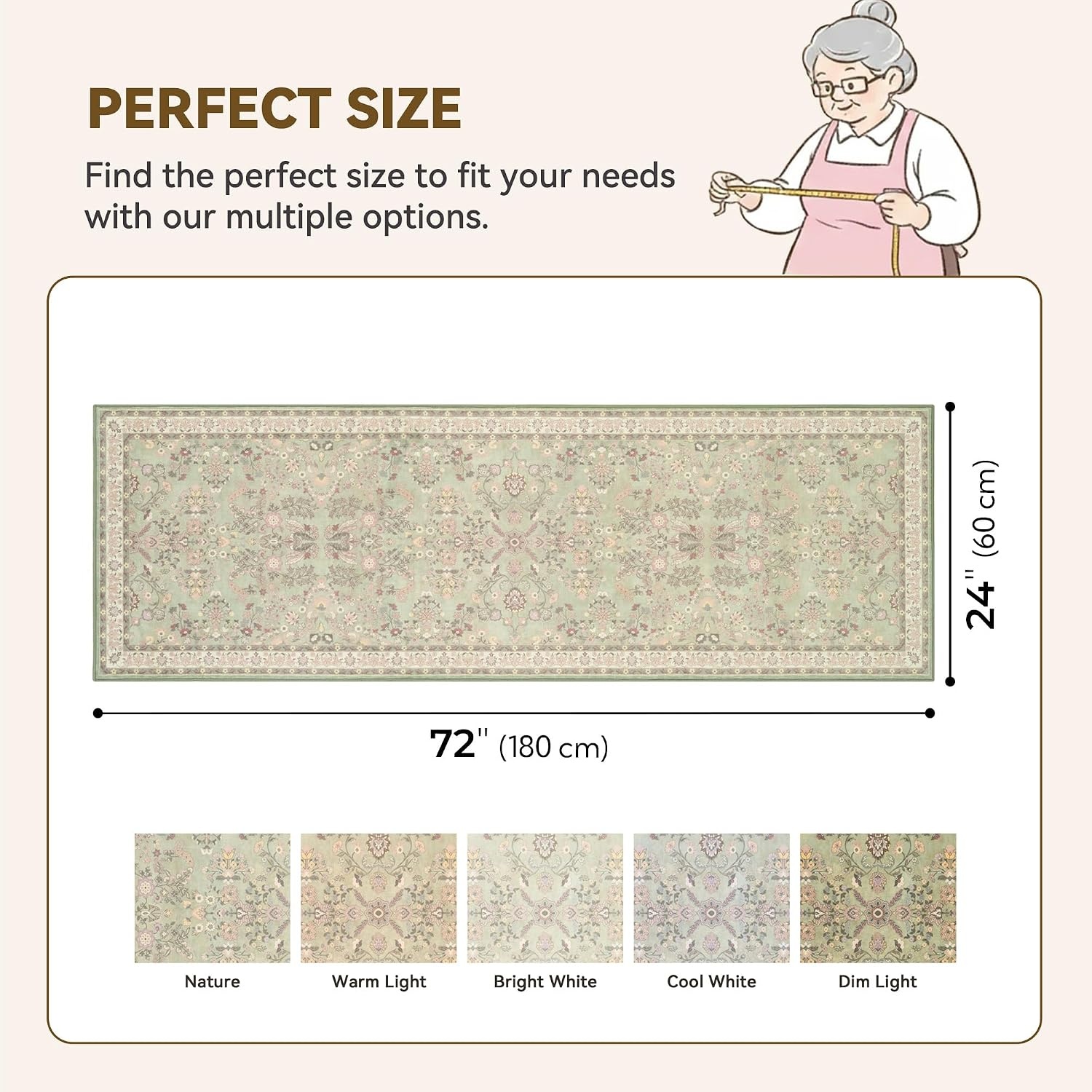 image:imageGRANNY SAYS Front Door Mat Indoor Entrance Indoor Doormat 28 x 4 Washable Mats Low Profile Stain Resistance Mat for Entryway NonSlip Long Doormat Black Boho FloralGreen