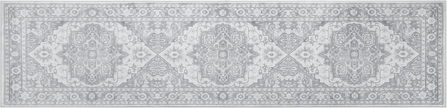 image:imageGRANNY SAYS Front Door Mat Indoor Entrance Indoor Doormat 28 x 4 Washable Mats Low Profile Stain Resistance Mat for Entryway NonSlip Long Doormat Black Boho FloralSilver Gray