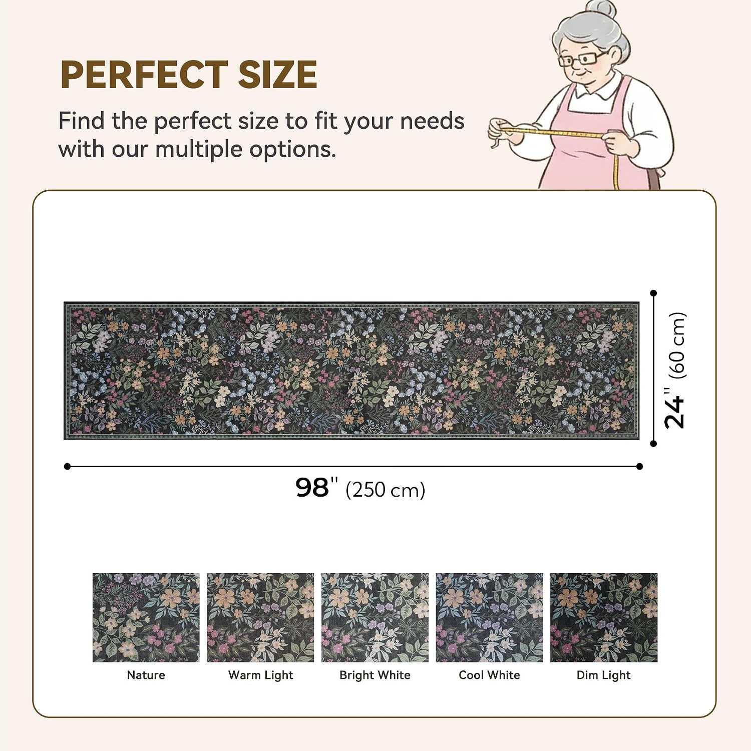 image:imageGRANNY SAYS Front Door Mat Indoor Entrance Indoor Doormat 28 x 4 Washable Mats Low Profile Stain Resistance Mat for Entryway NonSlip Long Doormat Black Boho FloralBlack Flowers2