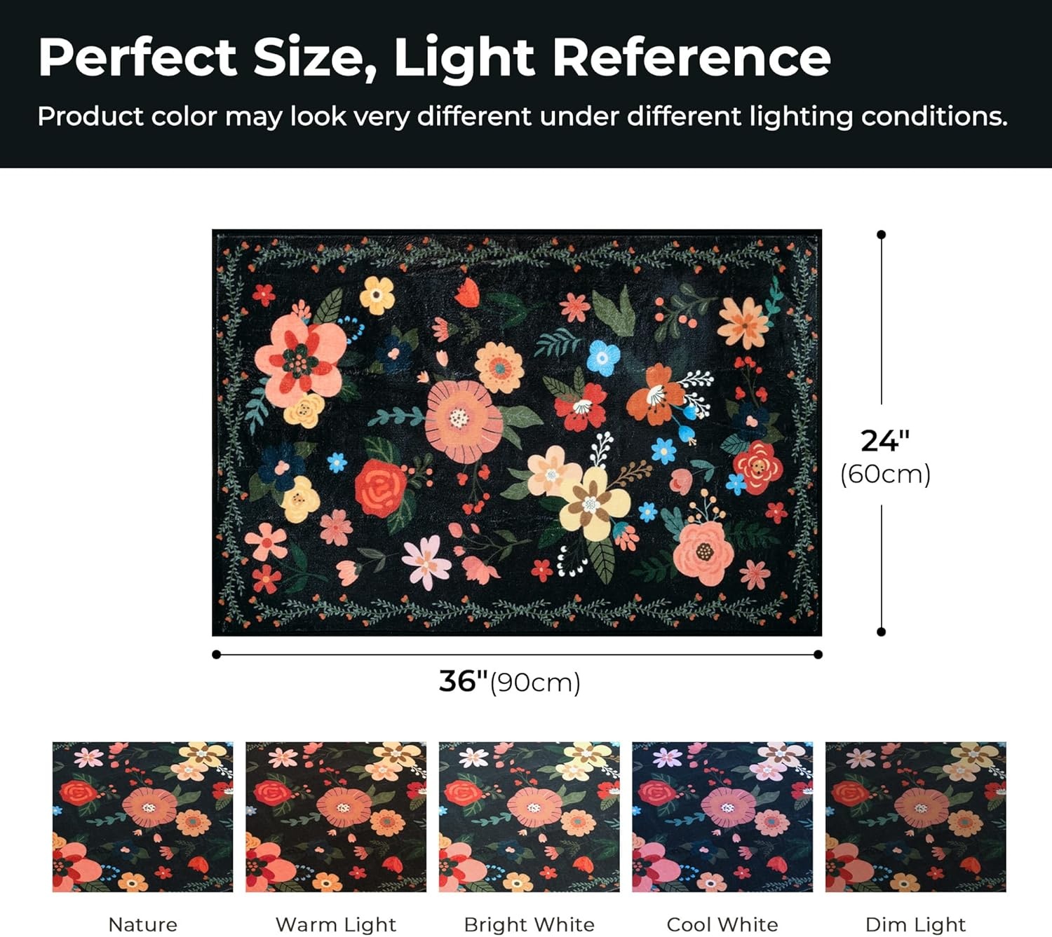 image:imageGRANNY SAYS Front Door Mat Indoor Entrance Indoor Doormat 28 x 4 Washable Mats Low Profile Stain Resistance Mat for Entryway NonSlip Long Doormat Black Boho FloralBlack Flowers