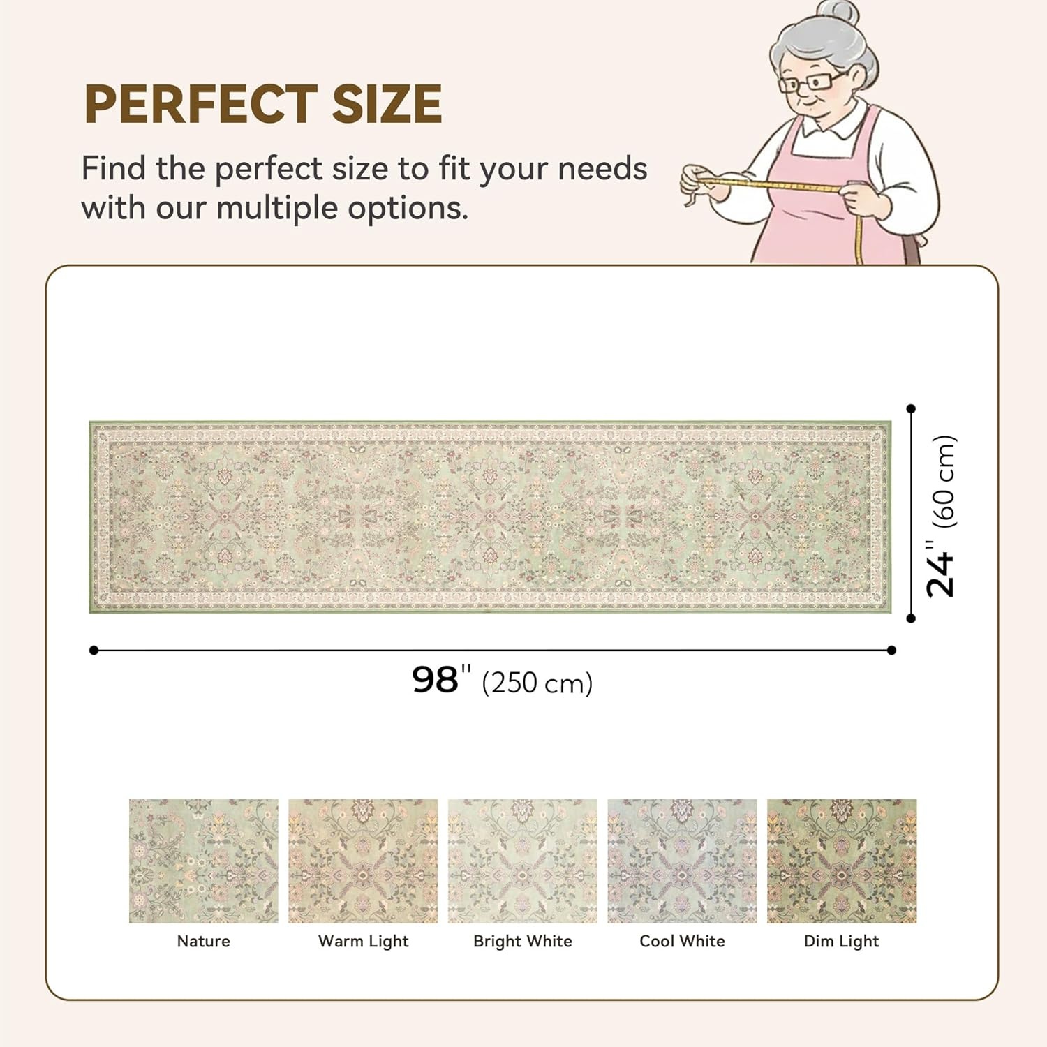 image:imageGRANNY SAYS Front Door Mat Indoor Entrance Indoor Doormat 28 x 4 Washable Mats Low Profile Stain Resistance Mat for Entryway NonSlip Long Doormat Black Boho FloralGreen