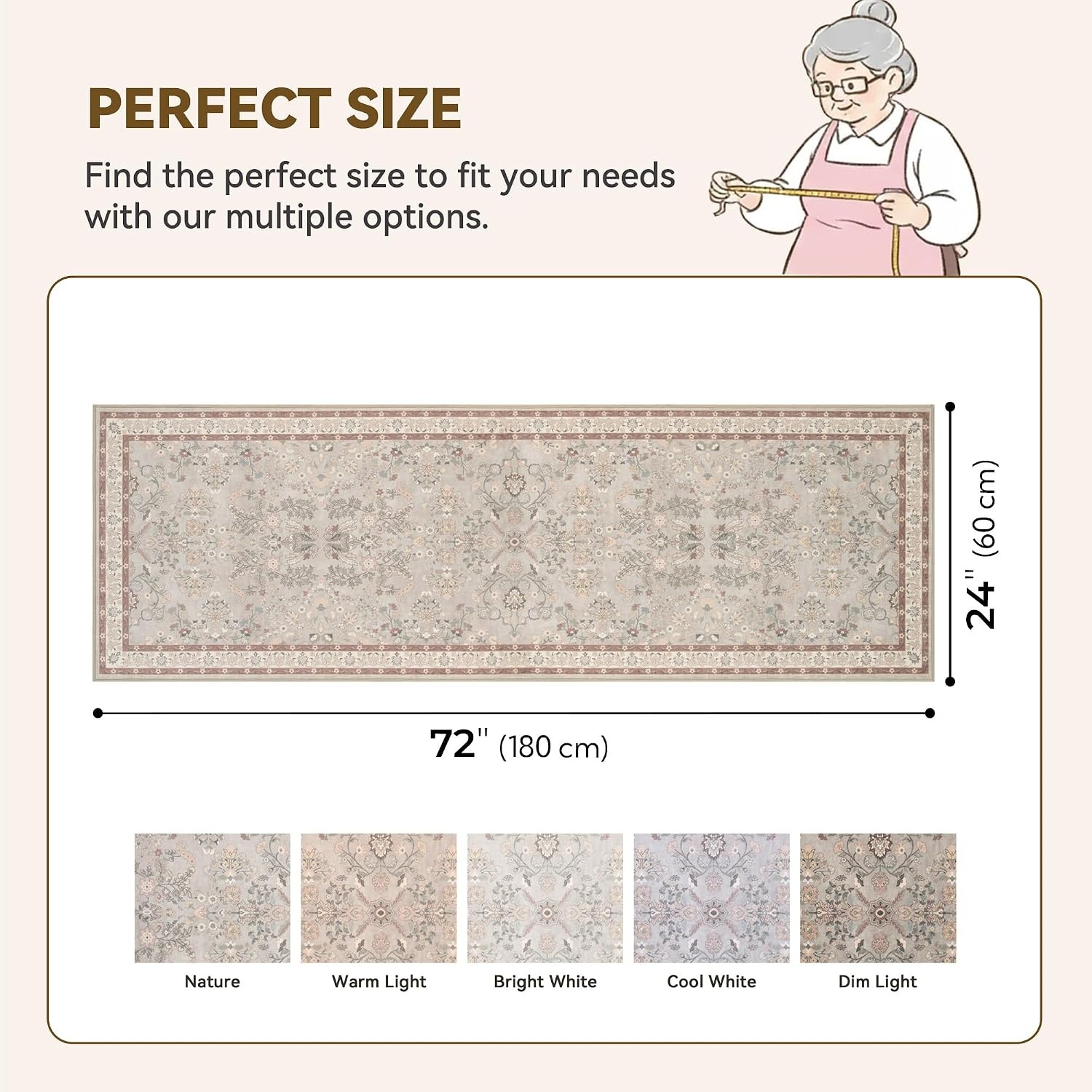 image:imageGRANNY SAYS Front Door Mat Indoor Entrance Indoor Doormat 28 x 4 Washable Mats Low Profile Stain Resistance Mat for Entryway NonSlip Long Doormat Black Boho FloralBrown Flowers