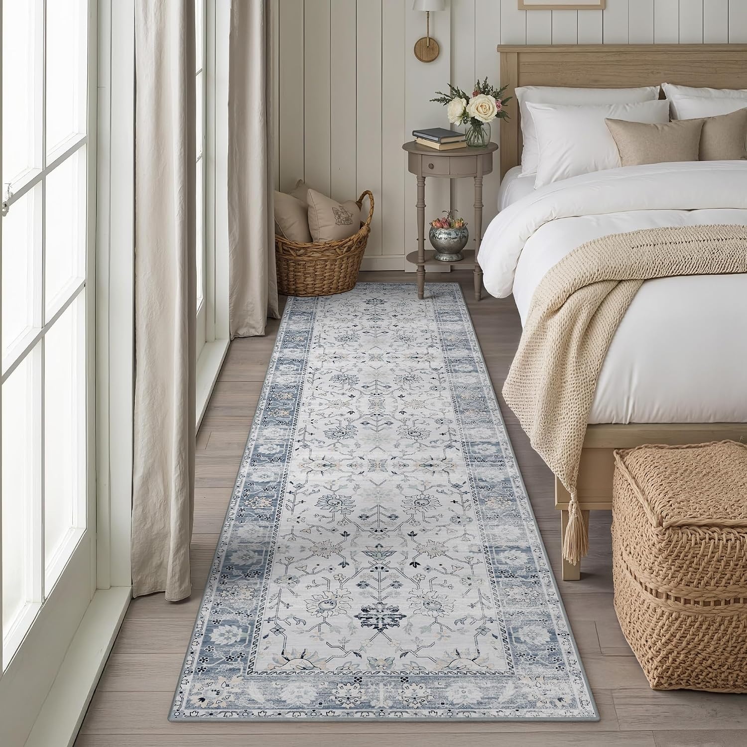 image:imageGRANNY SAYS Front Door Mat Indoor Entrance Indoor Doormat 28 x 4 Washable Mats Low Profile Stain Resistance Mat for Entryway NonSlip Long Doormat Black Boho FloralBlue