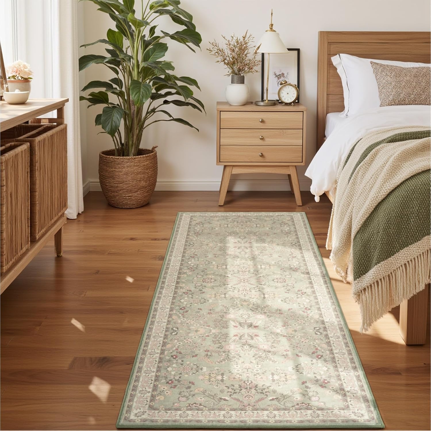 image:imageGRANNY SAYS Front Door Mat Indoor Entrance Indoor Doormat 28 x 4 Washable Mats Low Profile Stain Resistance Mat for Entryway NonSlip Long Doormat Black Boho FloralGreen
