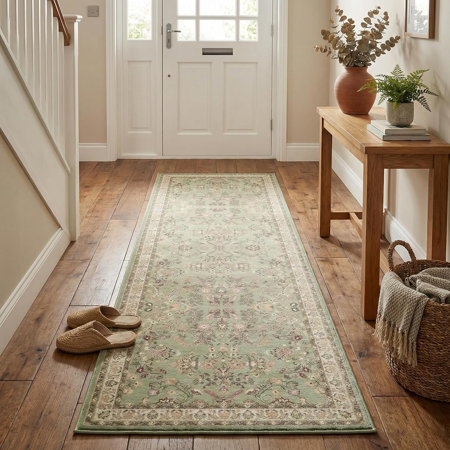 image:imageGRANNY SAYS Front Door Mat Indoor Entrance Indoor Doormat 28 x 4 Washable Mats Low Profile Stain Resistance Mat for Entryway NonSlip Long Doormat Black Boho FloralGreen