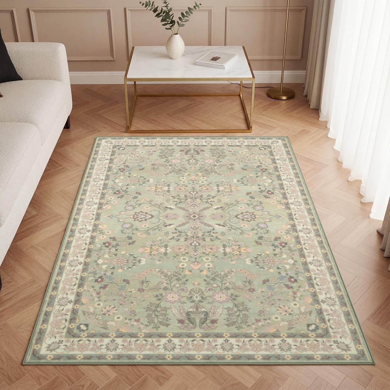 image:imageGRANNY SAYS Front Door Mat Indoor Entrance Indoor Doormat 28 x 4 Washable Mats Low Profile Stain Resistance Mat for Entryway NonSlip Long Doormat Black Boho FloralGreen