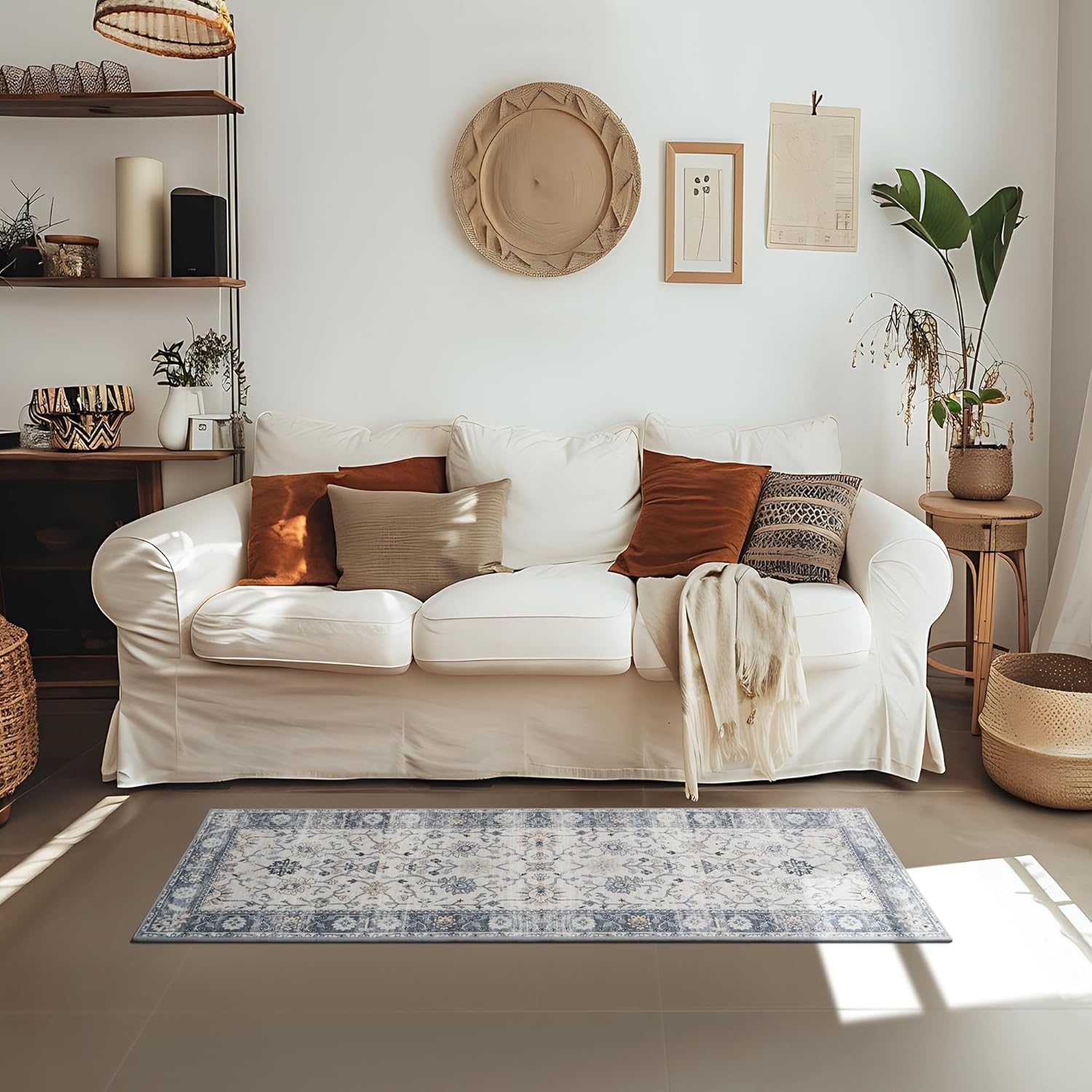 image:imageGRANNY SAYS Front Door Mat Indoor Entrance Indoor Doormat 28 x 4 Washable Mats Low Profile Stain Resistance Mat for Entryway NonSlip Long Doormat Black Boho FloralBlue