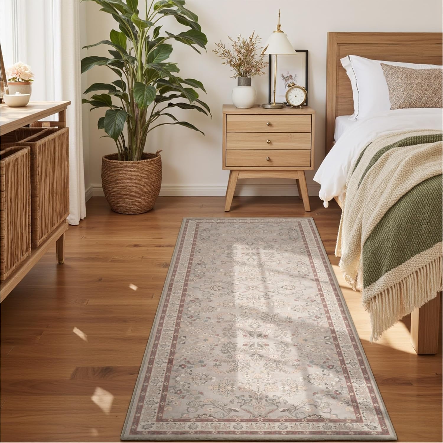 image:imageGRANNY SAYS Front Door Mat Indoor Entrance Indoor Doormat 28 x 4 Washable Mats Low Profile Stain Resistance Mat for Entryway NonSlip Long Doormat Black Boho FloralBrown Flowers