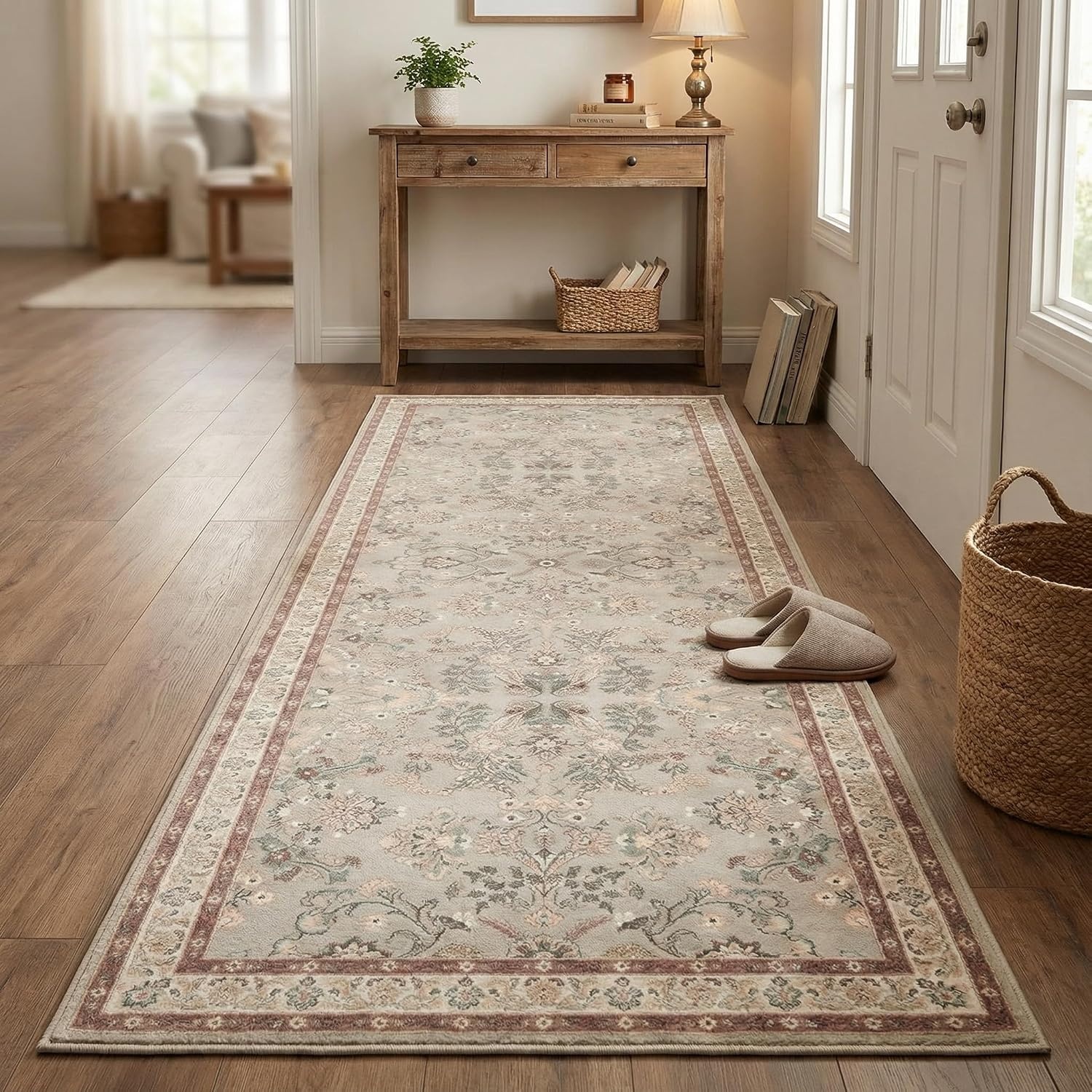 image:imageGRANNY SAYS Front Door Mat Indoor Entrance Indoor Doormat 28 x 4 Washable Mats Low Profile Stain Resistance Mat for Entryway NonSlip Long Doormat Black Boho FloralBrown Flowers