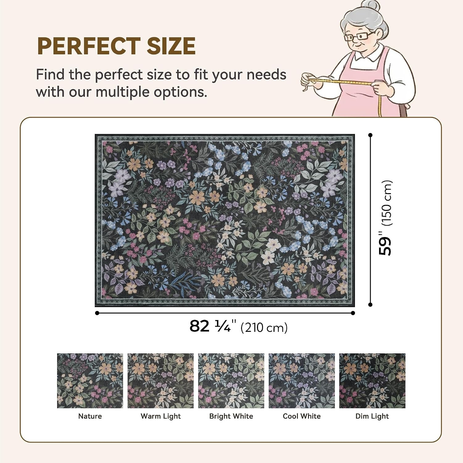 image:imageGRANNY SAYS Front Door Mat Indoor Entrance Indoor Doormat 28 x 4 Washable Mats Low Profile Stain Resistance Mat for Entryway NonSlip Long Doormat Black Boho FloralBlack Flowers2