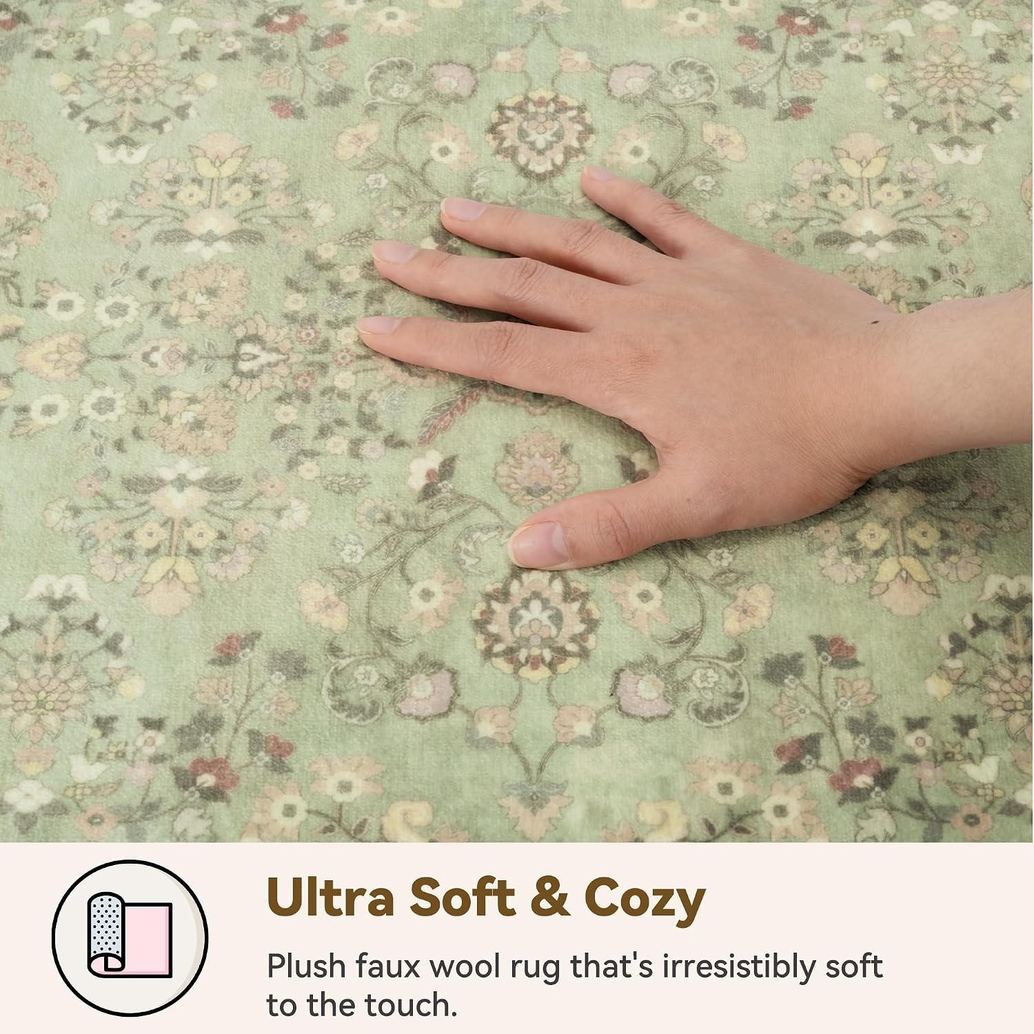 image:imageGRANNY SAYS Front Door Mat Indoor Entrance Indoor Doormat 28 x 4 Washable Mats Low Profile Stain Resistance Mat for Entryway NonSlip Long Doormat Black Boho FloralGreen