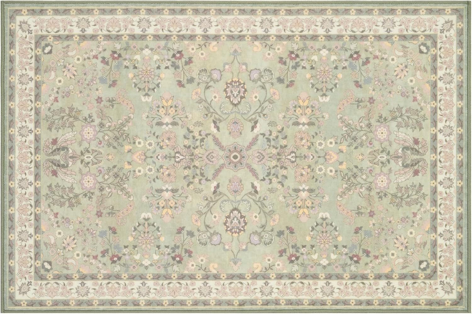 image:imageGRANNY SAYS Front Door Mat Indoor Entrance Indoor Doormat 28 x 4 Washable Mats Low Profile Stain Resistance Mat for Entryway NonSlip Long Doormat Black Boho FloralGreen