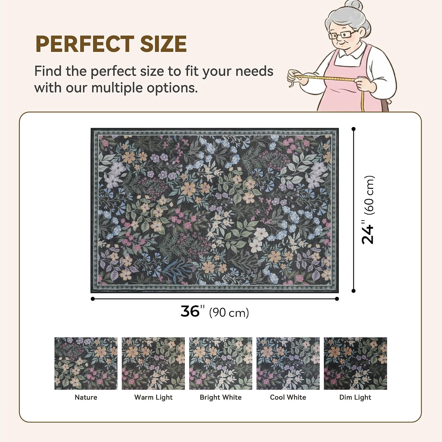 image:imageGRANNY SAYS Front Door Mat Indoor Entrance Indoor Doormat 28 x 4 Washable Mats Low Profile Stain Resistance Mat for Entryway NonSlip Long Doormat Black Boho FloralBlack Flowers2