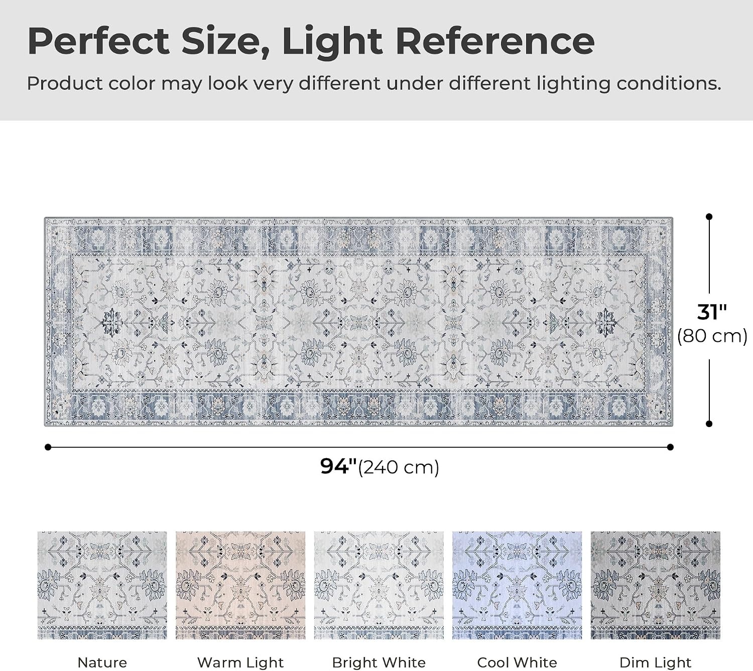 image:imageGRANNY SAYS Front Door Mat Indoor Entrance Indoor Doormat 28 x 4 Washable Mats Low Profile Stain Resistance Mat for Entryway NonSlip Long Doormat Black Boho FloralBlue