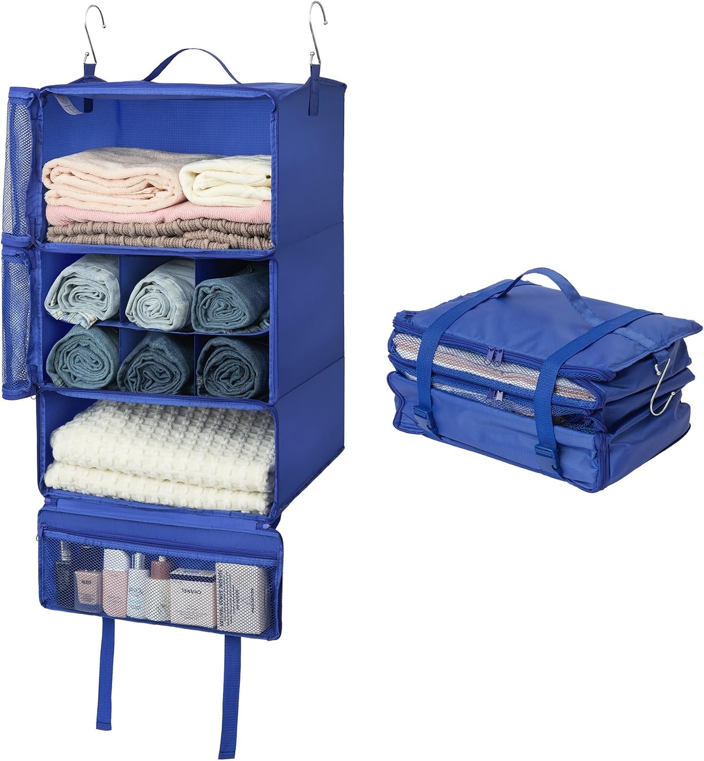 image:imageGRANNY SAYS Hanging Packing Cubes for Travel Large Portable Hanging Suitcase Organizer Foldable Compression Luggage Organizer Bags for Clothes Carry on Closet Suitcase XLBlue Travel ShelvesBlue
