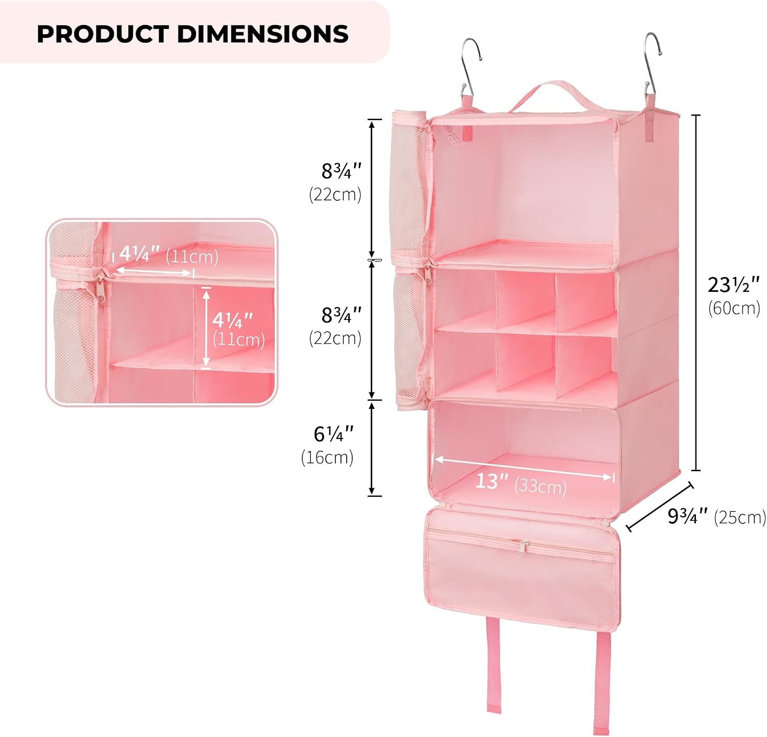 image:imageGRANNY SAYS Hanging Packing Cubes for Travel Large Portable Hanging Suitcase Organizer Foldable Compression Luggage Organizer Bags for Clothes Carry on Closet Suitcase XLBlue Travel ShelvesPink