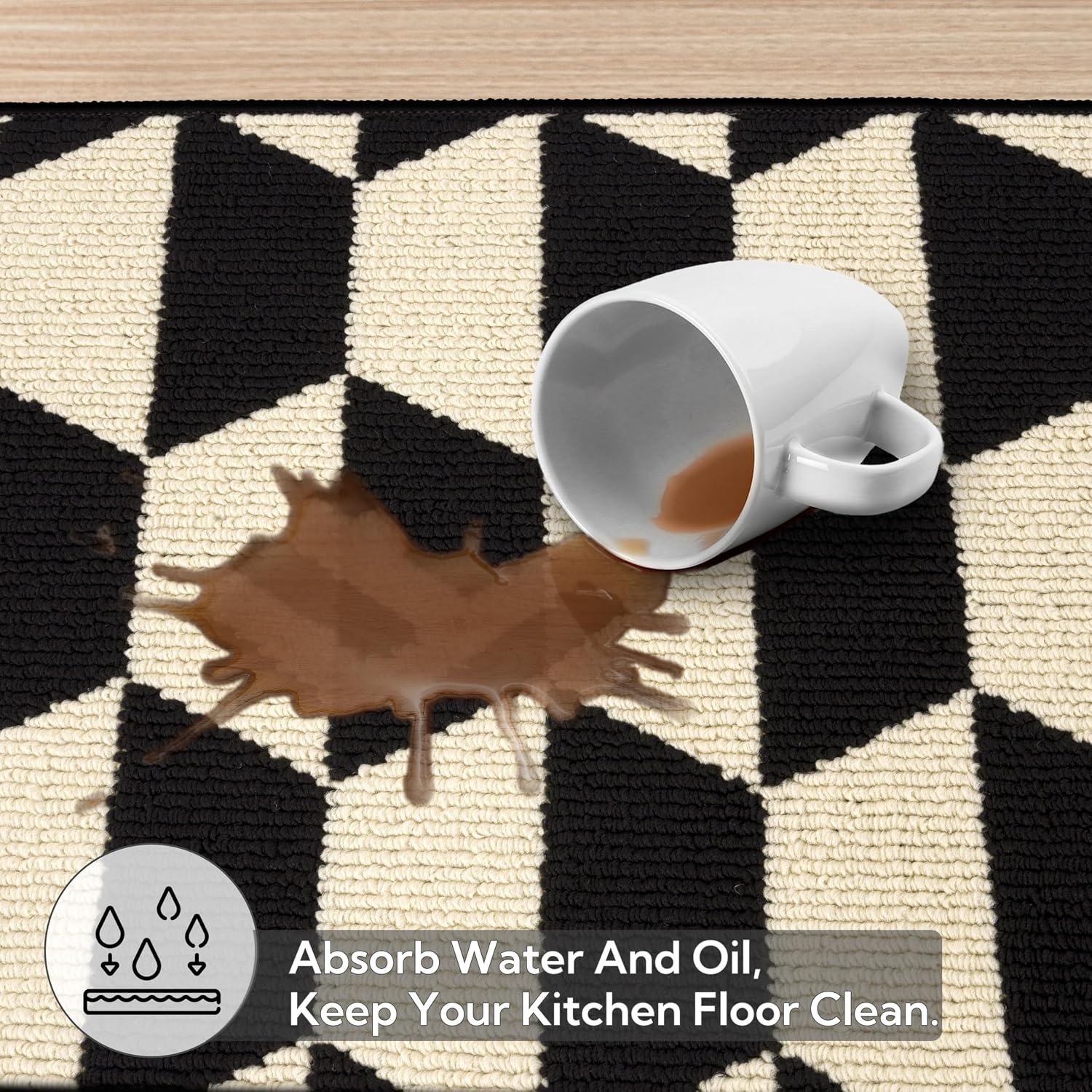 image:imageGRANNY SAYS Kitchen Mats for Floor Kitchen Rugs Non Slip Washable Runner Rugs for Kitchen Floor 47 x 177 Stain Resistant Comfort Standing Mat Made of 100 Polypropylene BlackBlackdiamond
