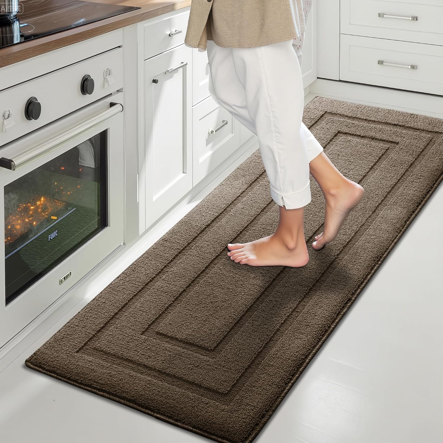 image:imageGRANNY SAYS Kitchen Mats for Floor Kitchen Rugs Non Slip Washable Runner Rugs for Kitchen Floor 47 x 177 Stain Resistant Comfort Standing Mat Made of 100 Polypropylene BlackAlight Brown